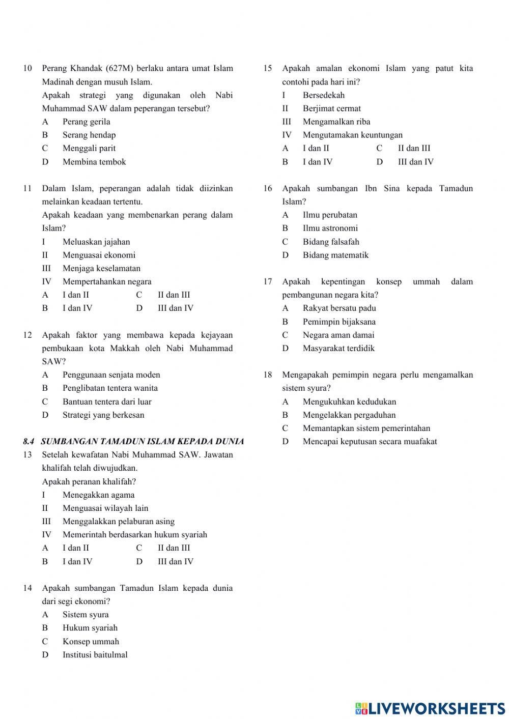 BAB 8: Tamadun Islam dan Sumbangannya