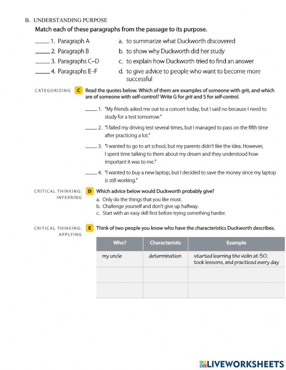 Unit 2 - reading 2 - a secret of success