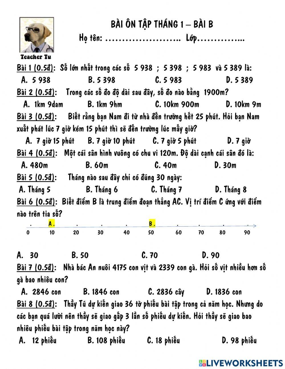 Ôn tập tháng 1 - B