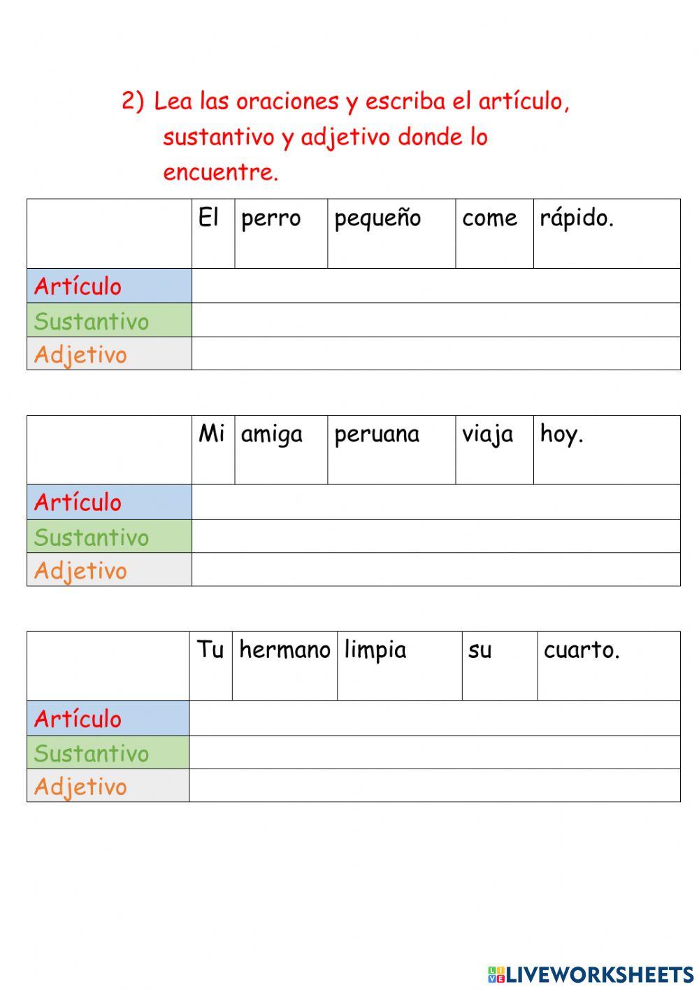 Refuerzo elementos de la oración