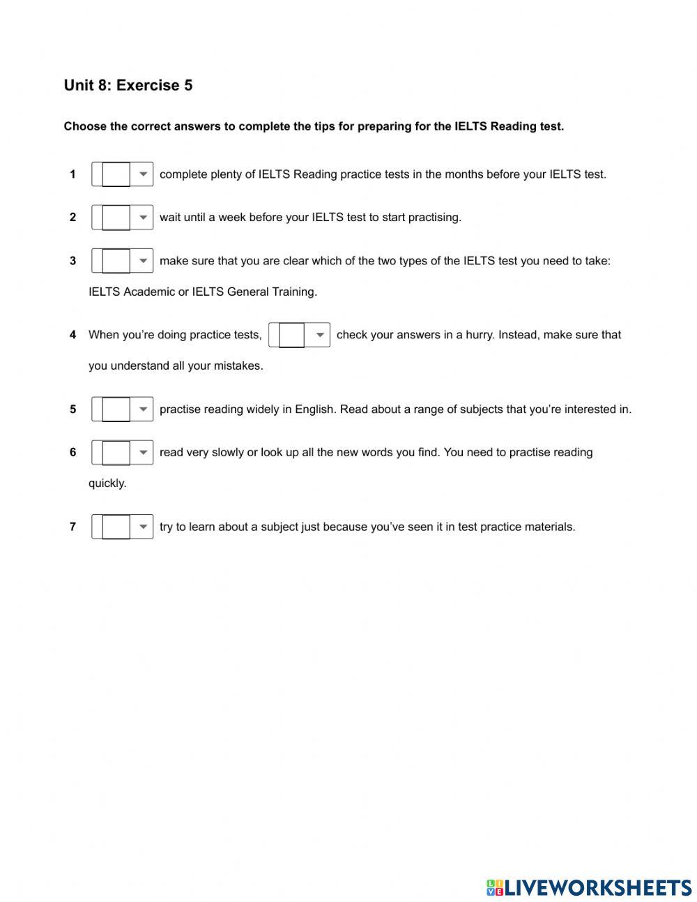 Mindset IELTS 3 - Reading Skills Modules - Unit 8 Ex5
