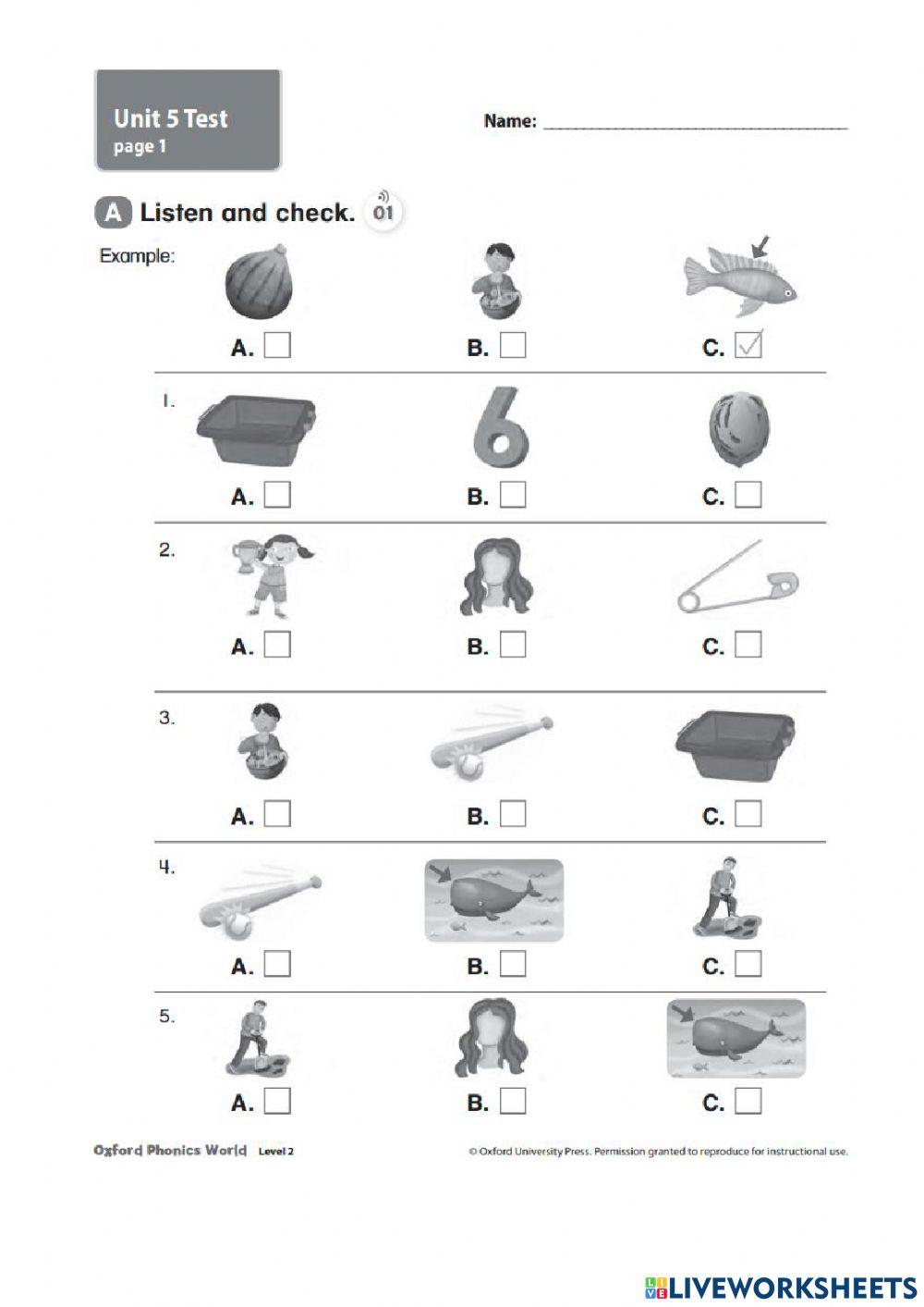 Phonics 2 - Unit 5 Test