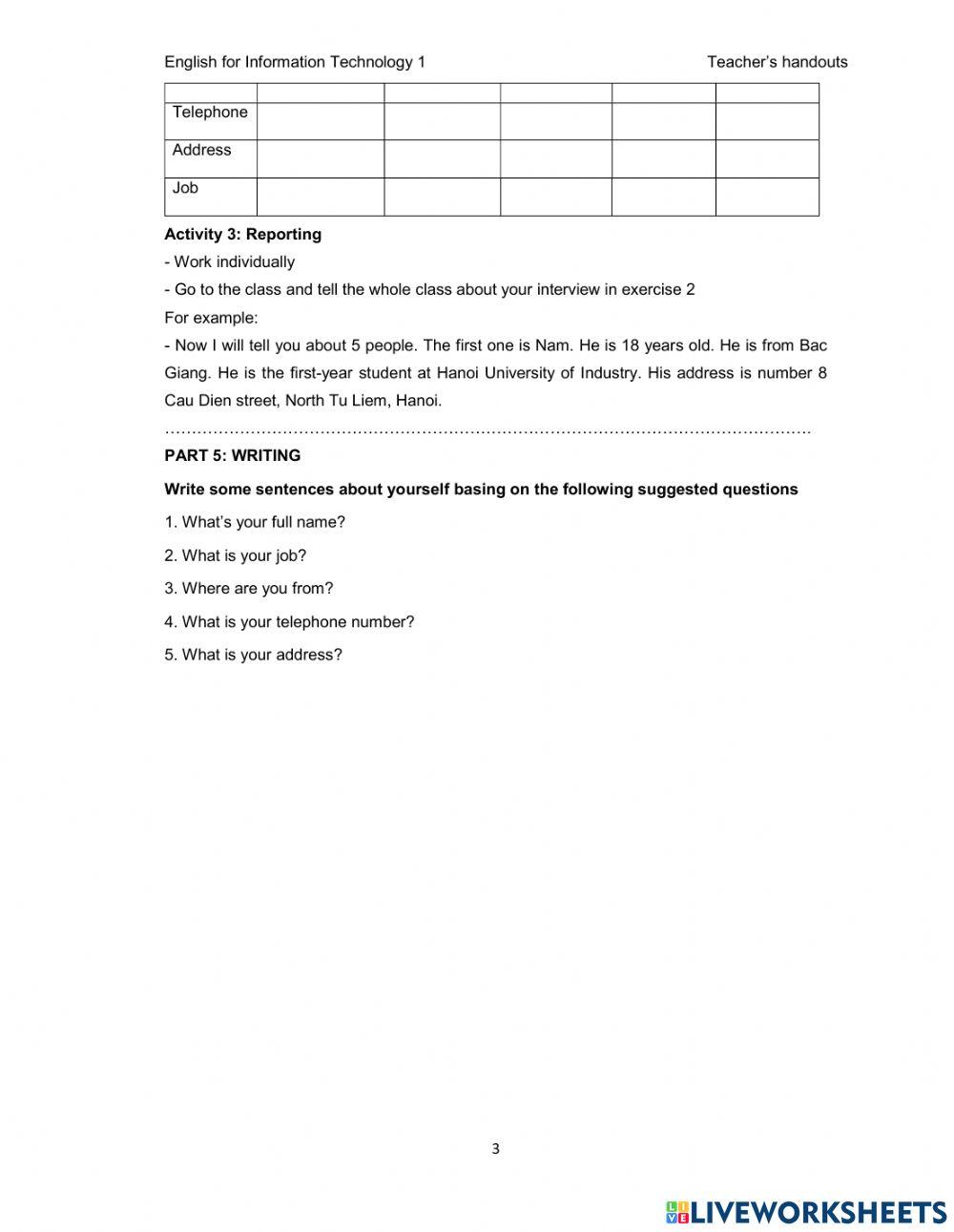 English for IT1 - Lesson 1