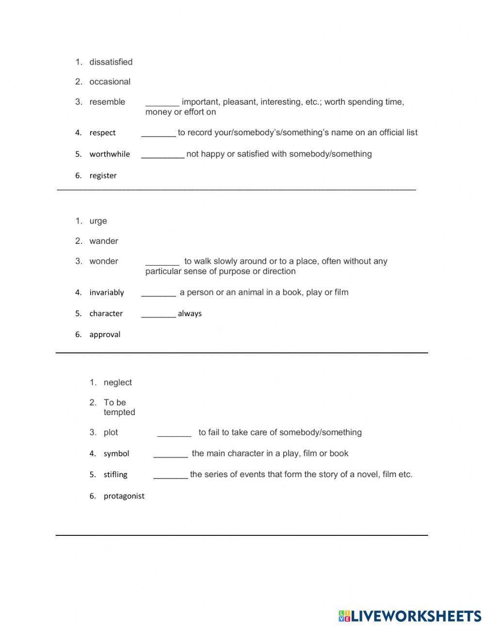 Vocabulary from A Sumnmer's Reading (Malamud)
