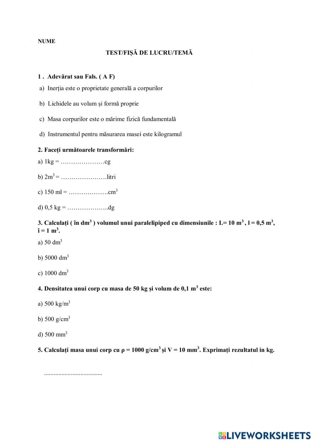 Inerție.Masă.Densitate.