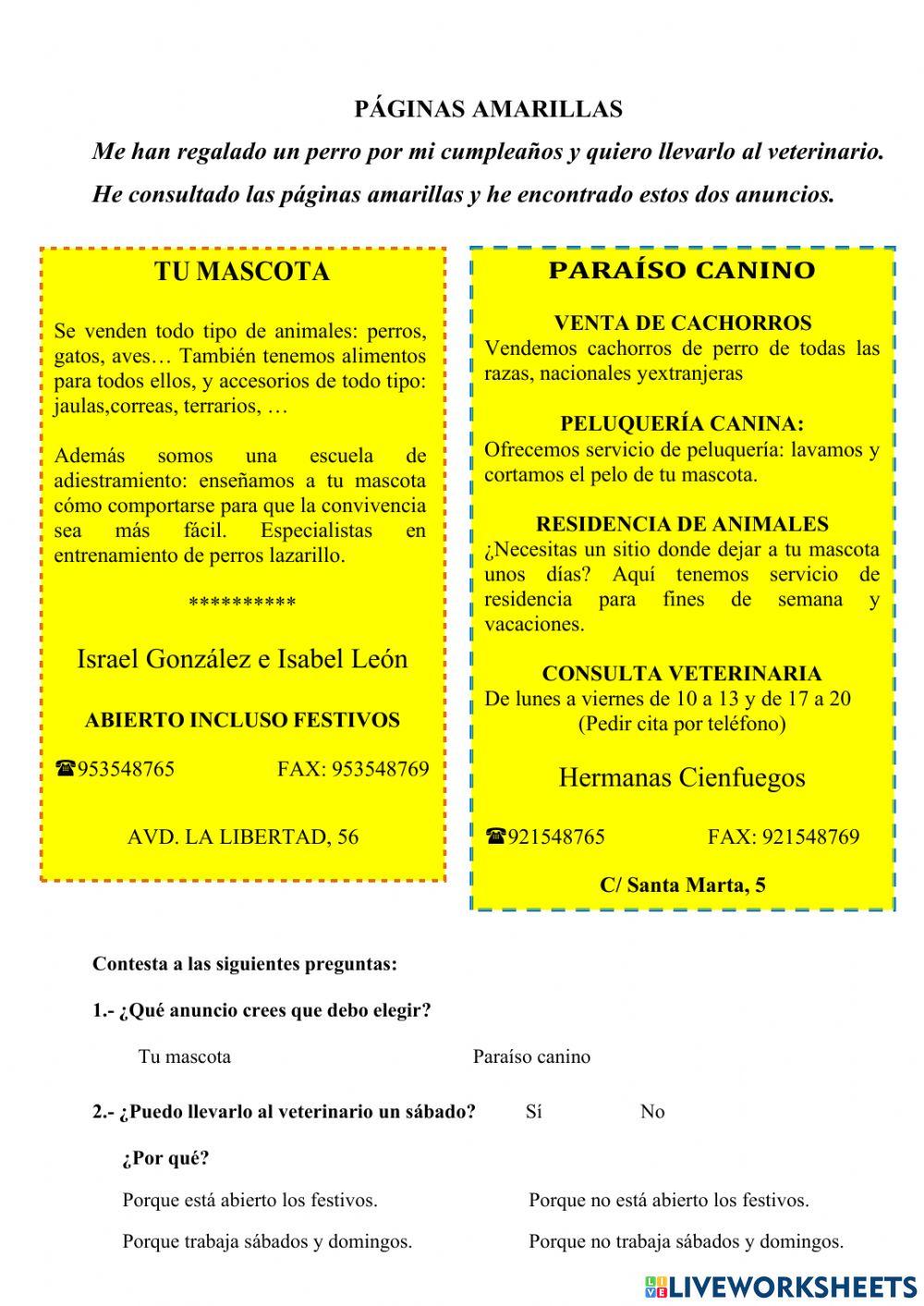 Anuncio de páginas amarillas