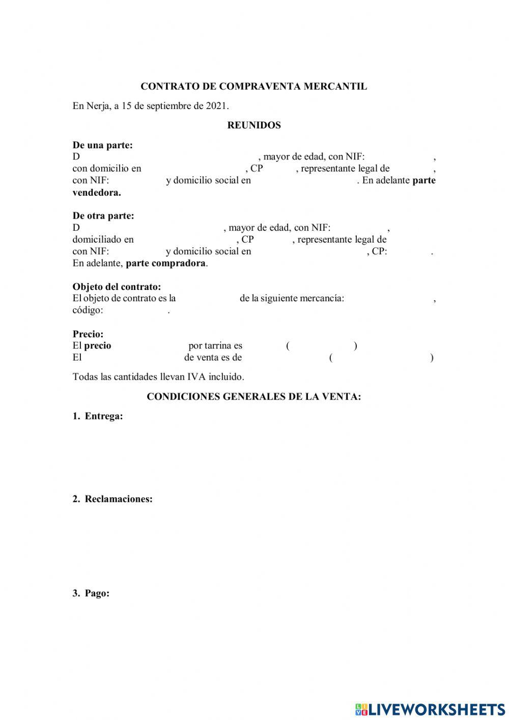 Contrato compraventa mercantil act 2