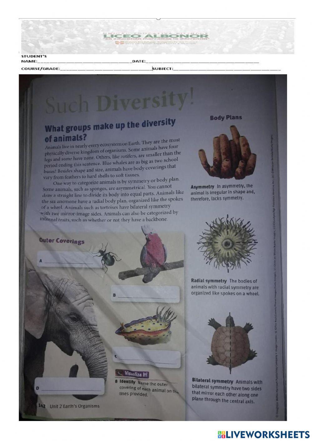 Characteristics that animals share Characteristics that animals share