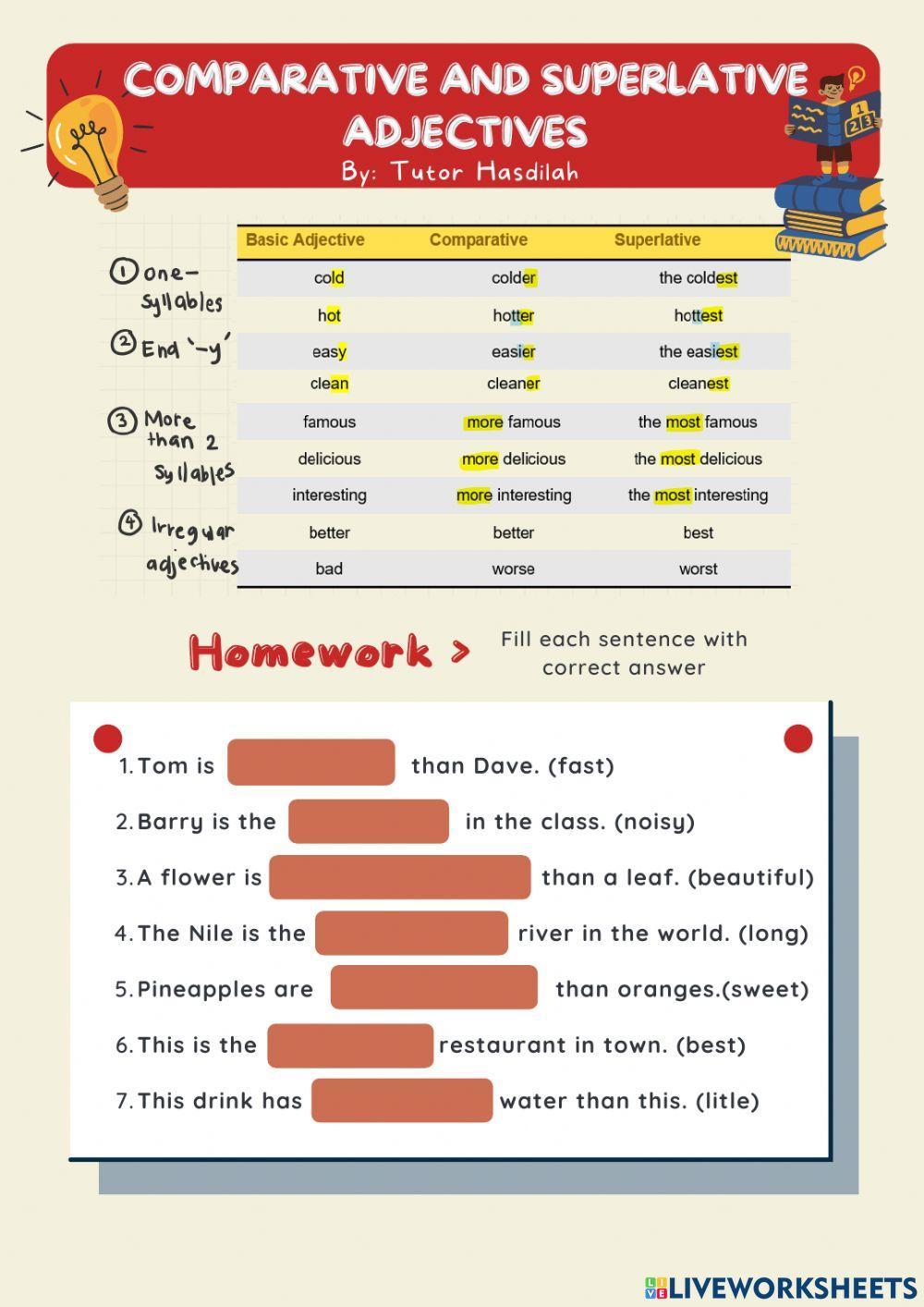 Comparative and superlative adjective