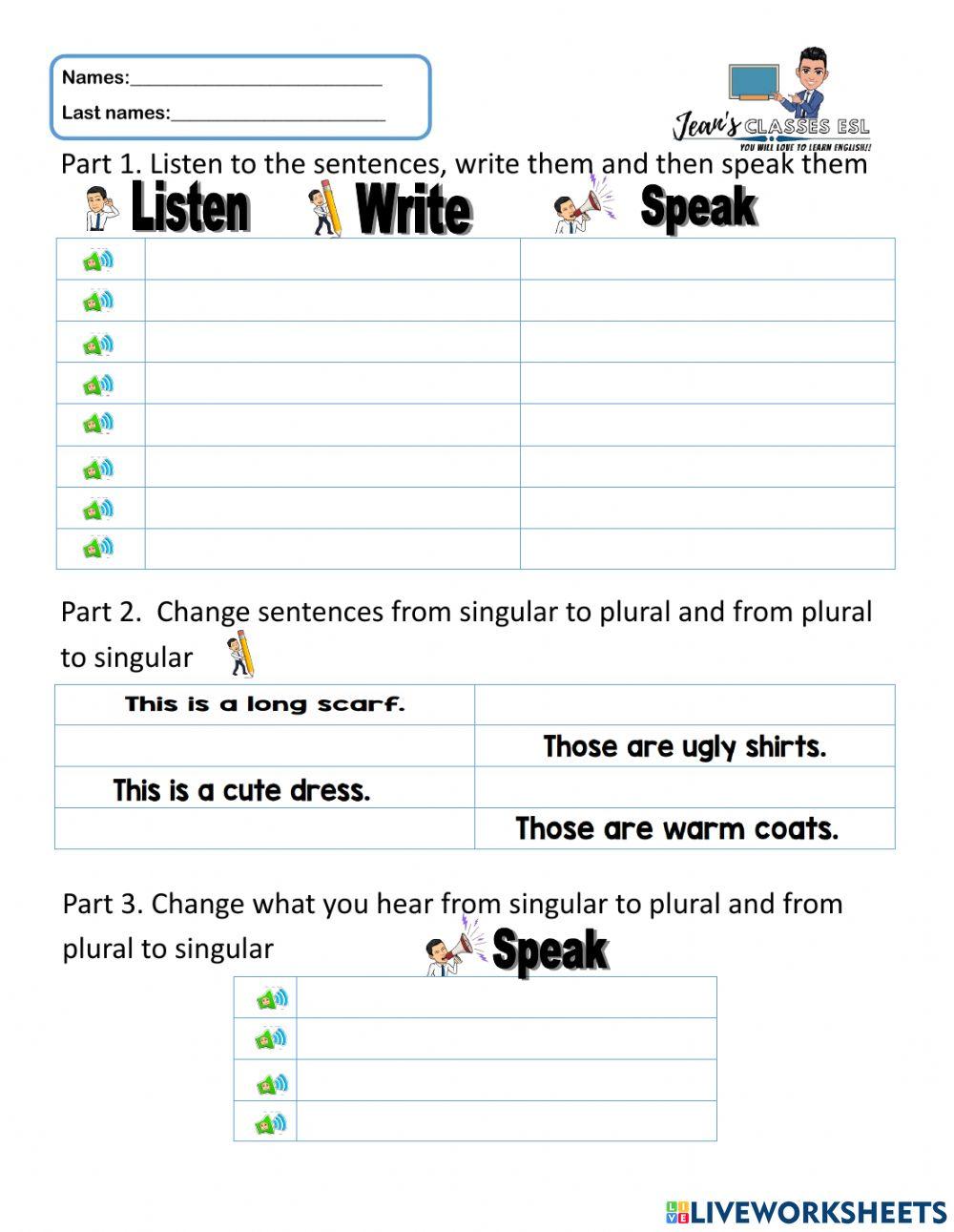 Singular & plurar part 1