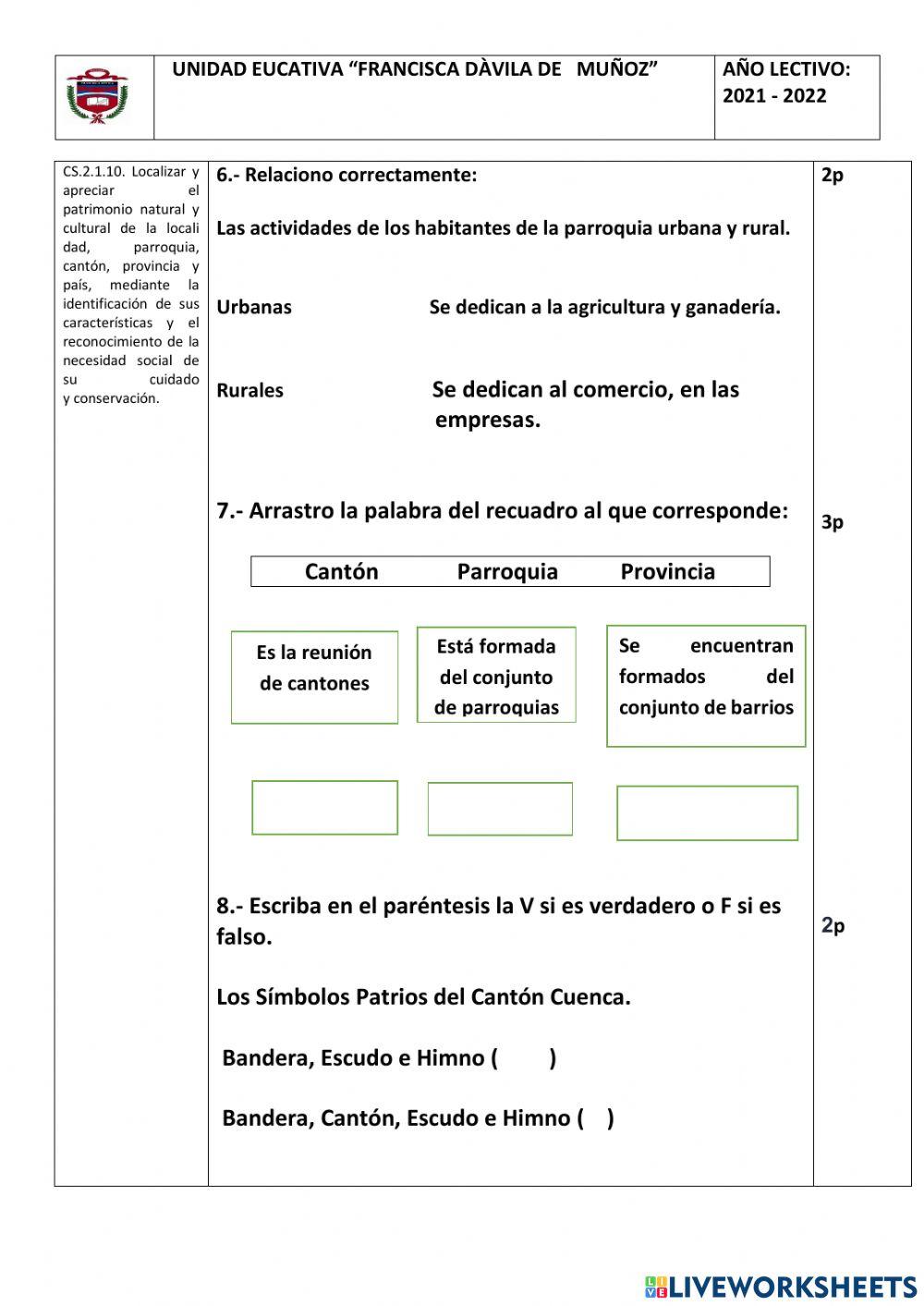Examen quimestral
