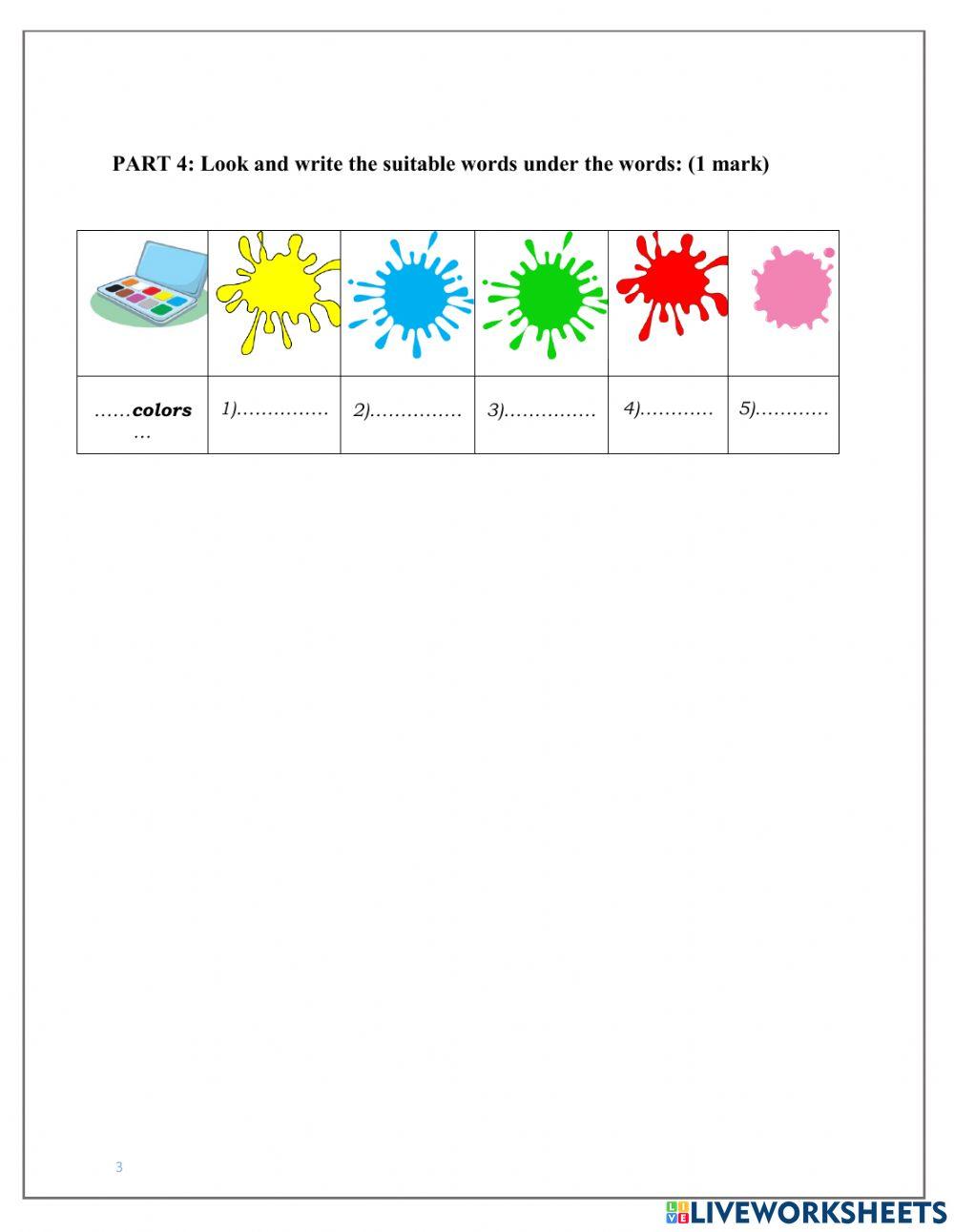 Reading and writing 3 worksheet | Live Worksheets