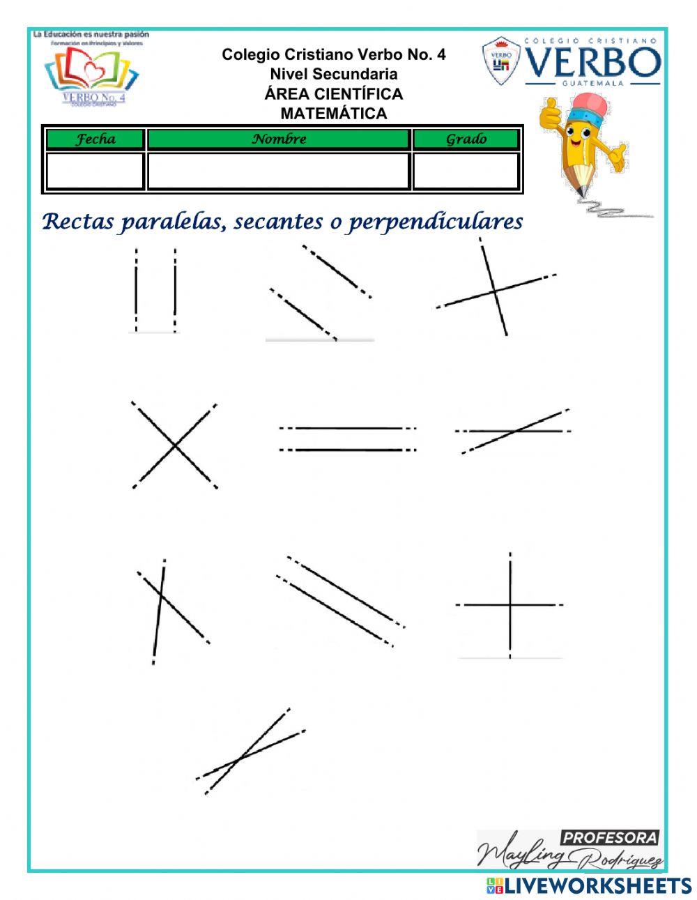 Rectas Paralelas, Secantes y Perpendiculares