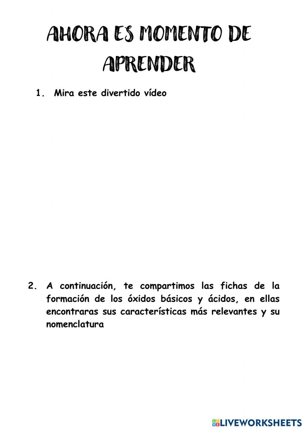 Formación de óxidos básicos y ácidos
