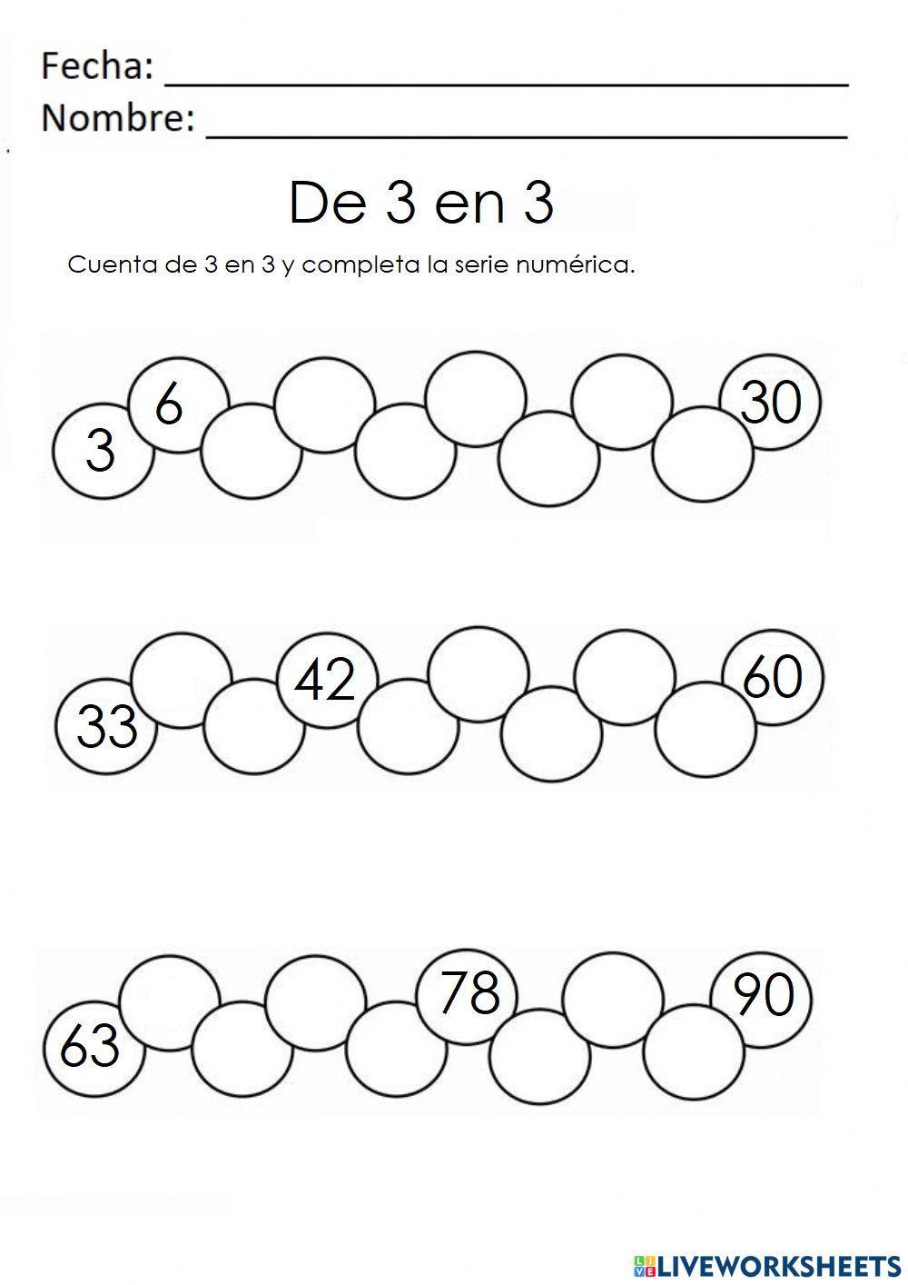 Serie numérica de 3 en 3