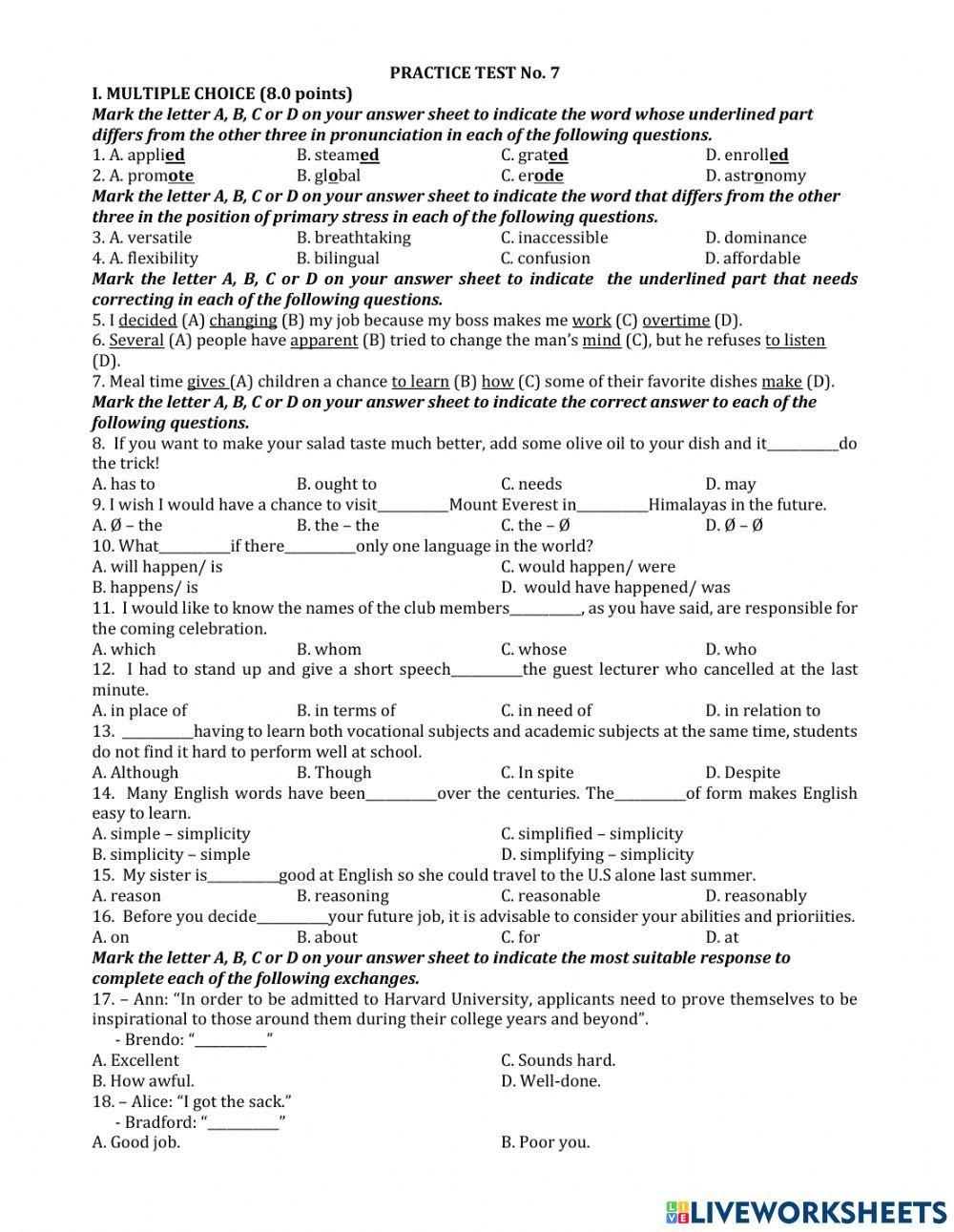 Ôn thi vào 10 test 7- bad 20-21