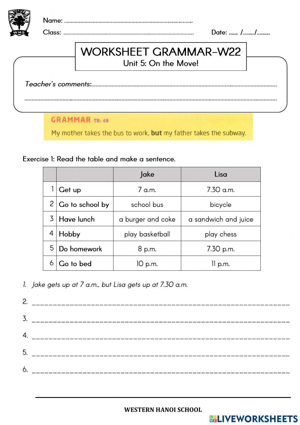 3C2 - Worksheet Grammar - W22