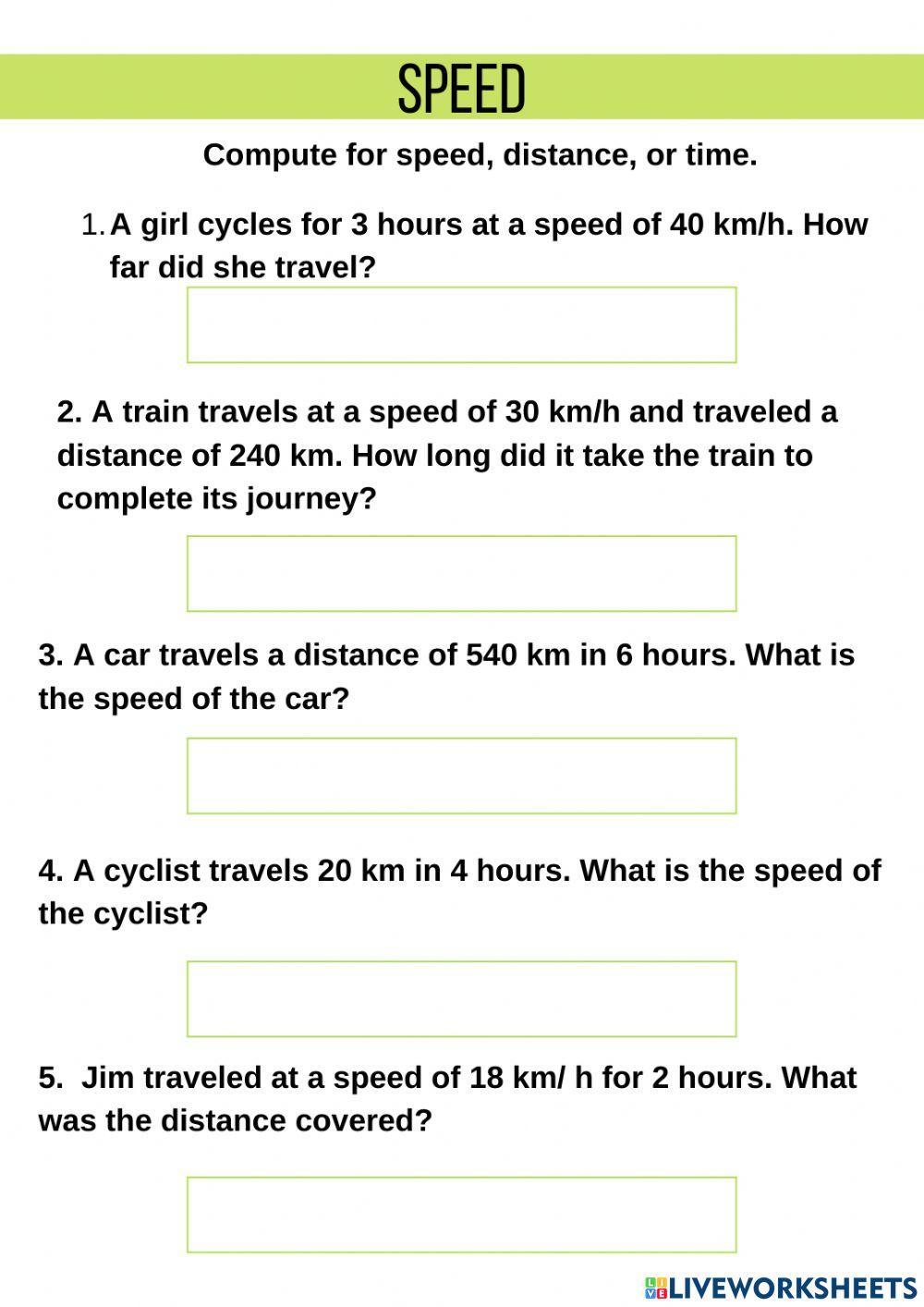 NEED FOR SPEED Worksheet