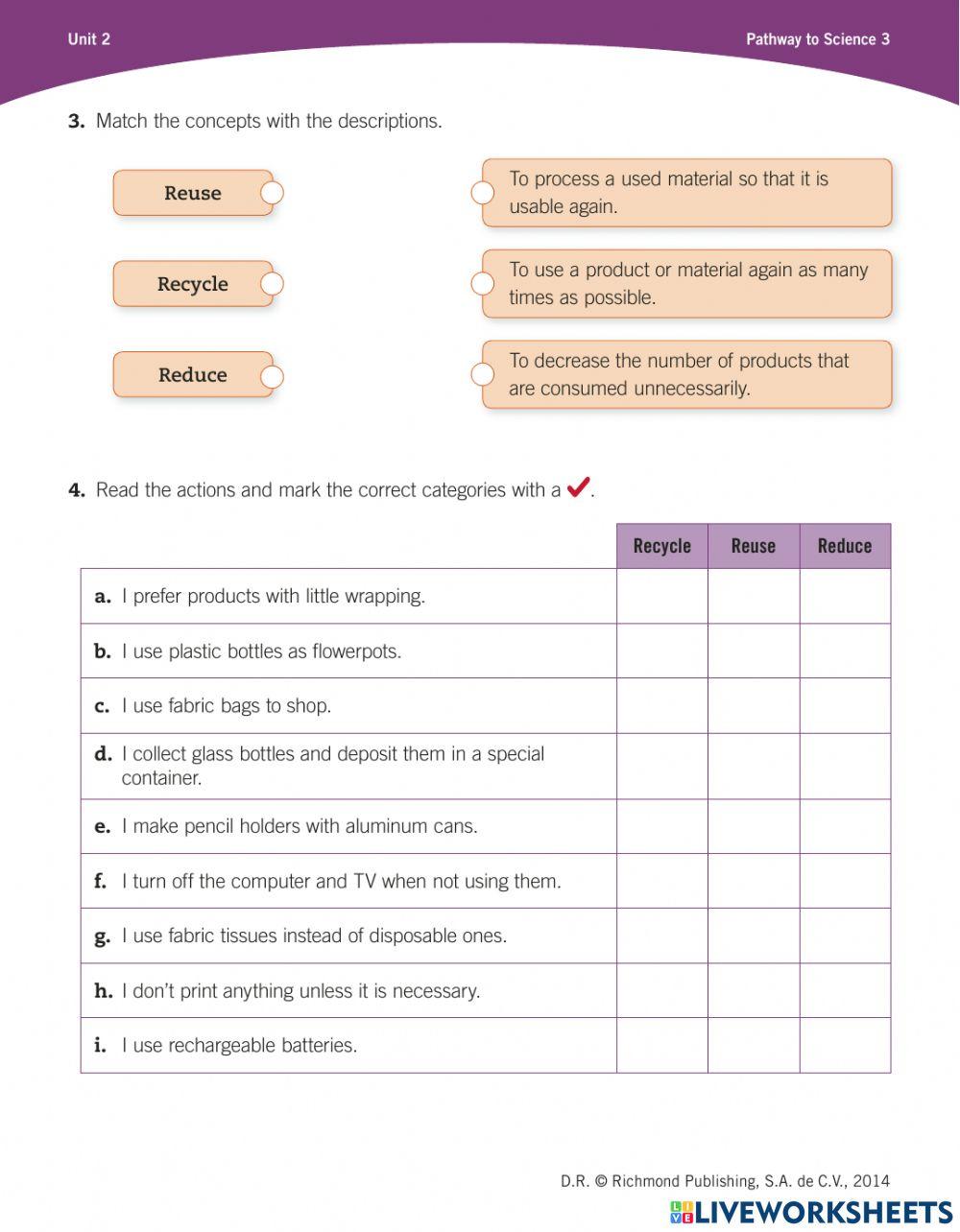 Reinforcement worksheet