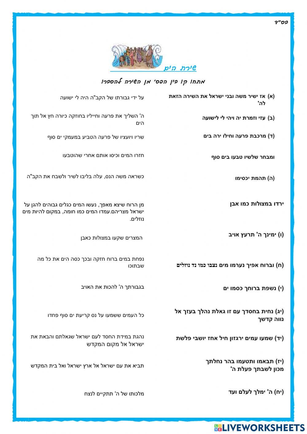 שירת הים הסבר מילולי