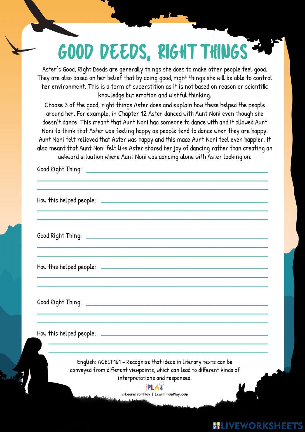 Aster's Good, Right Things - Good Deeds, Right Things