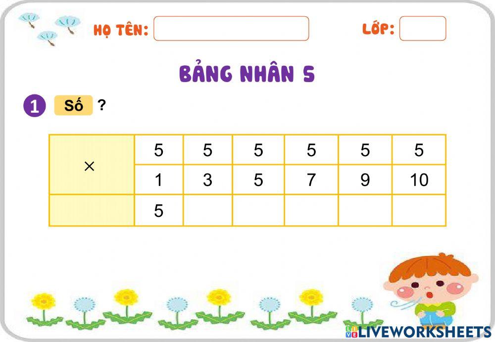 Bảng nhân 5