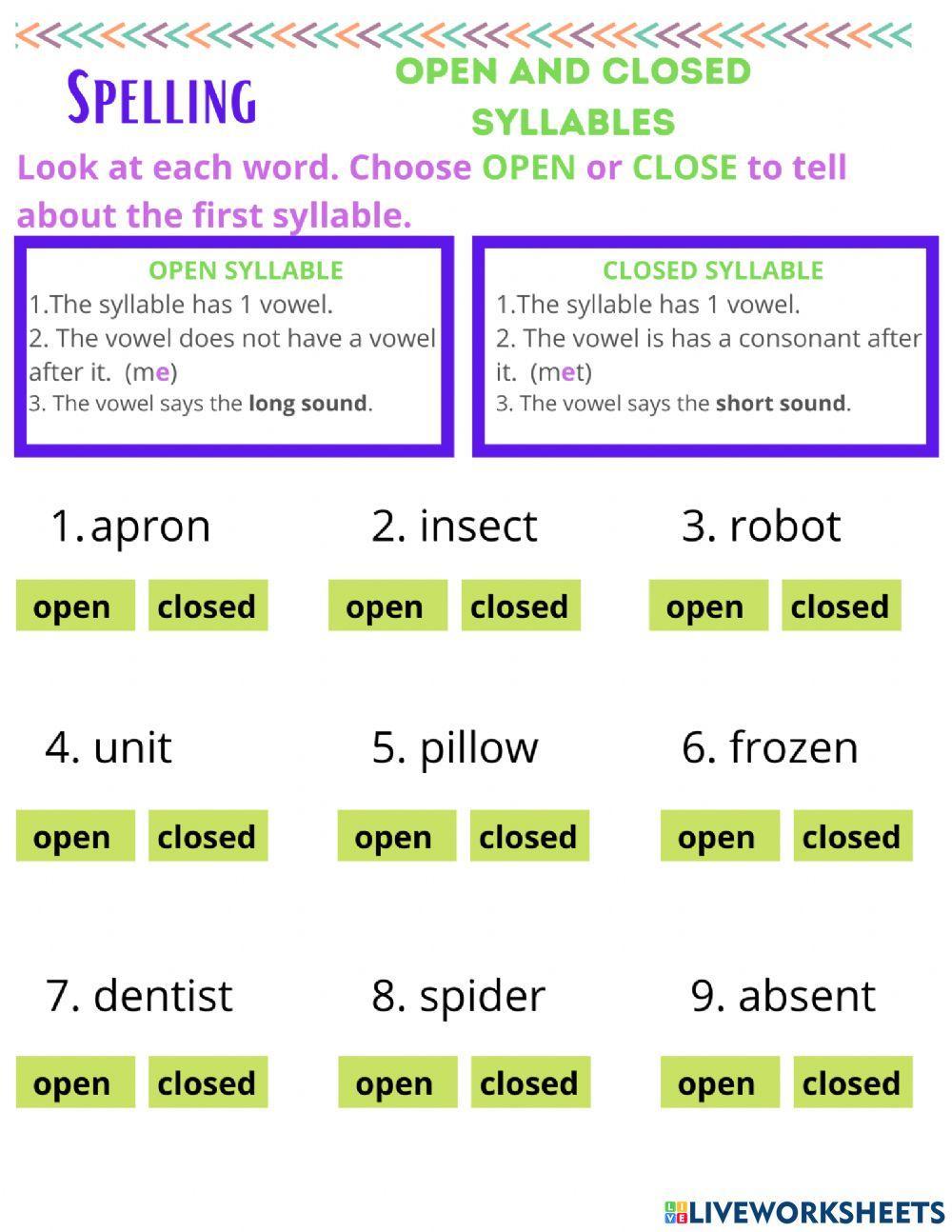 open-and-closed-syllables-online-exercise-live-worksheets