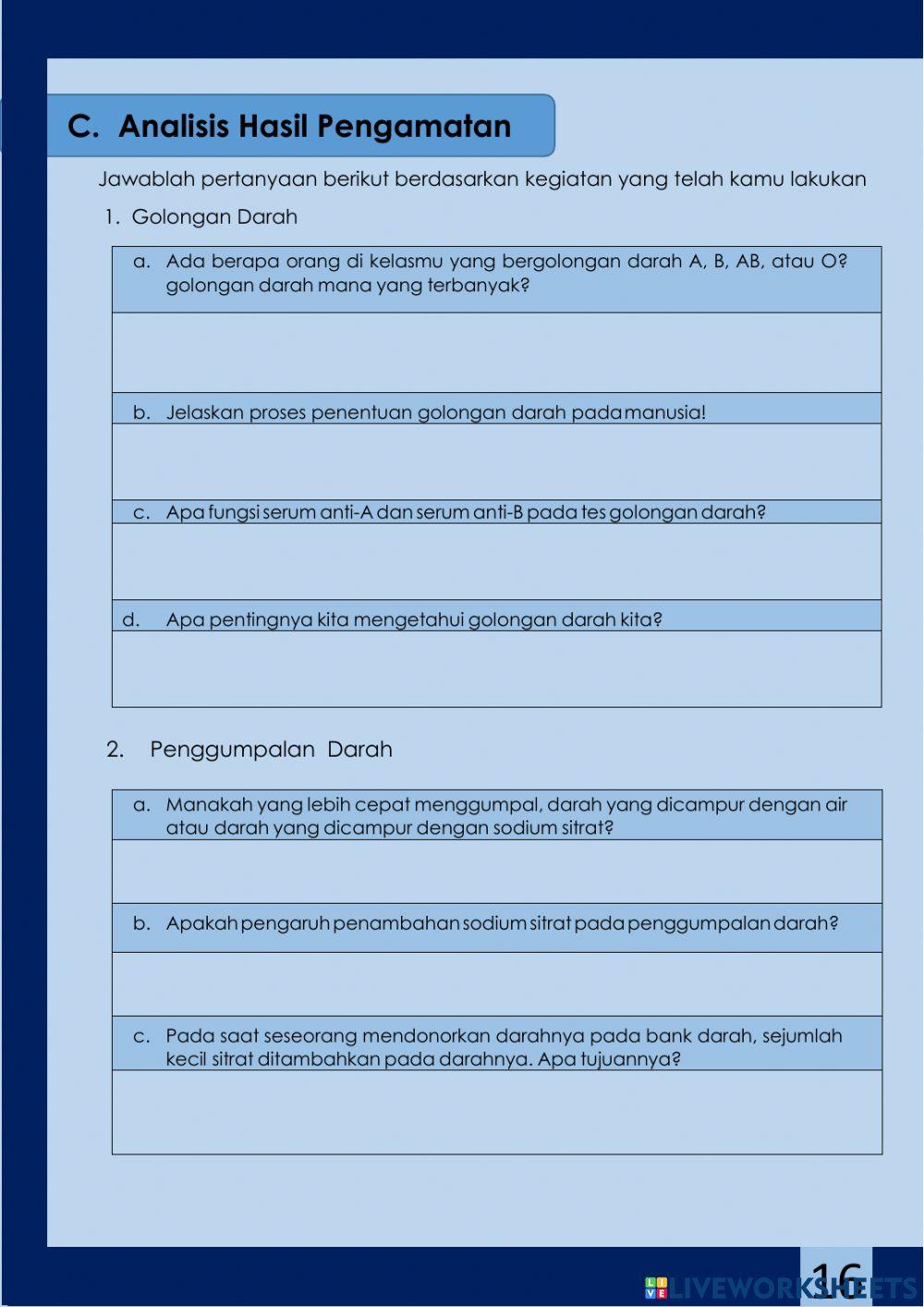 LKPD 2 Penggolongan dan Pembekuan Darah