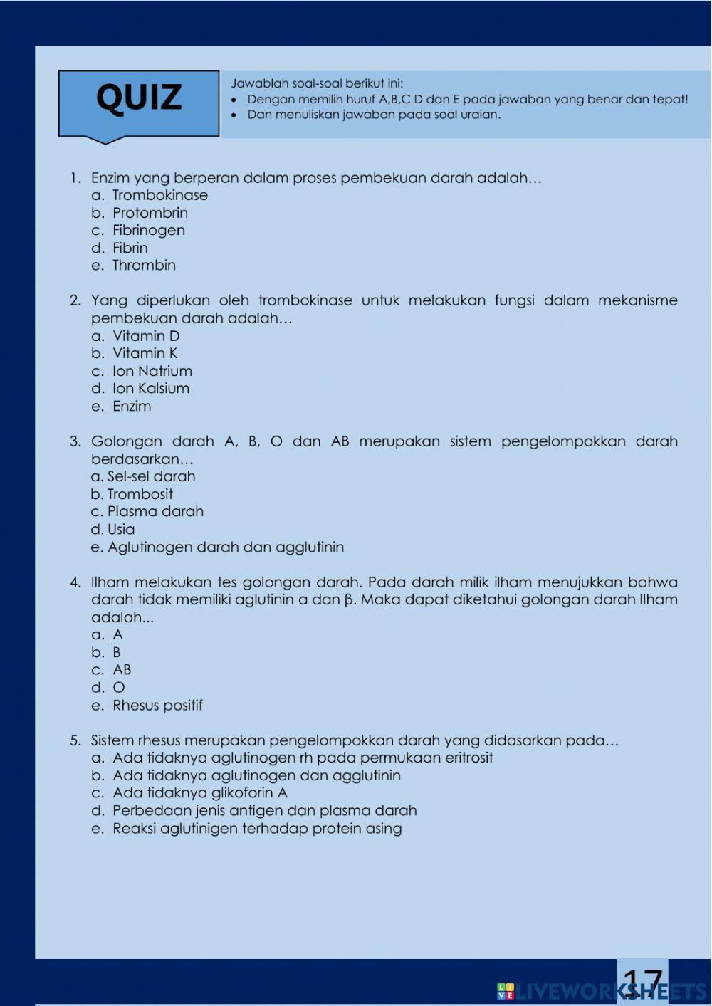 LKPD 2 Penggolongan dan Pembekuan Darah