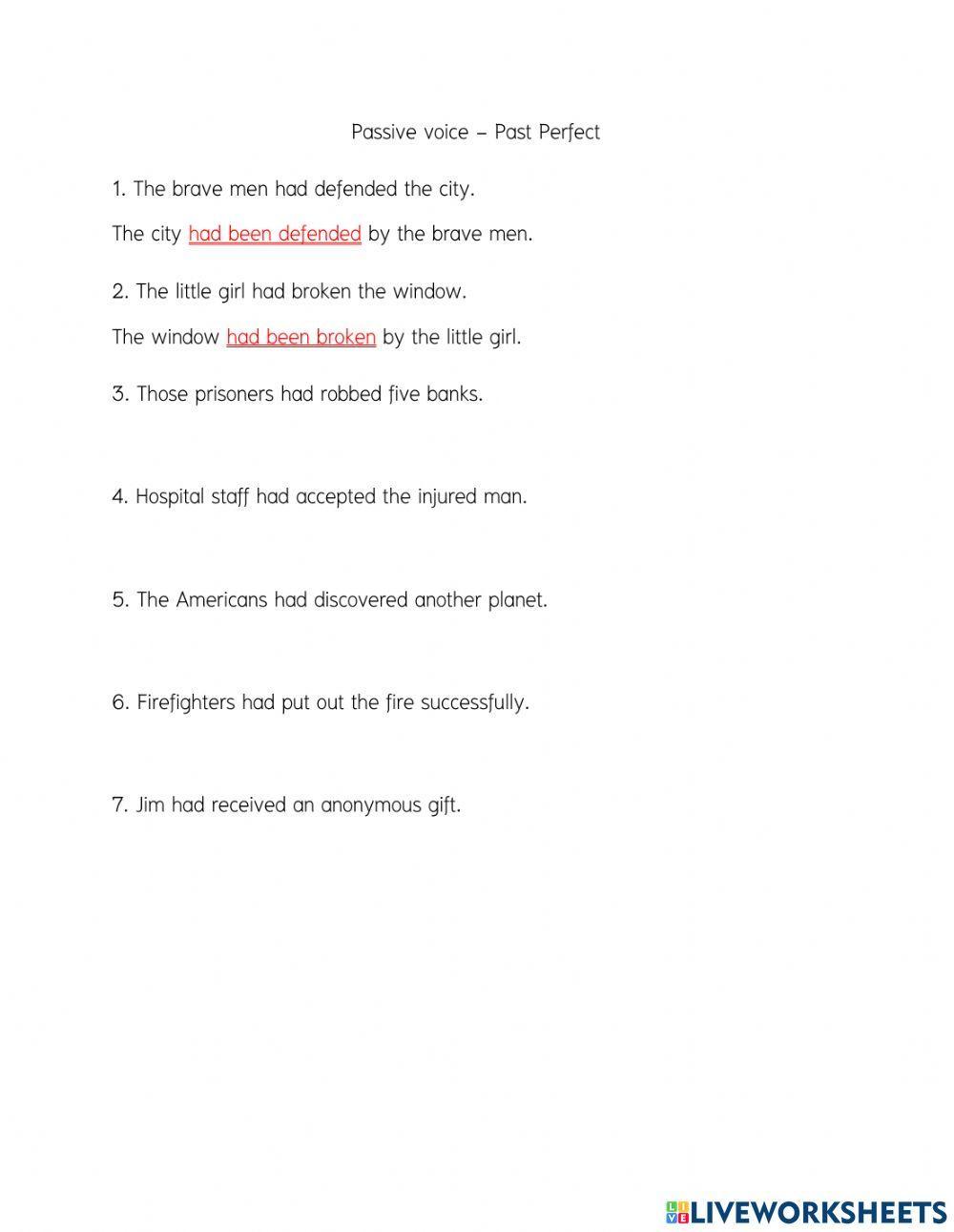 Rewrite the sentences in the passive voice (present & past perfect)