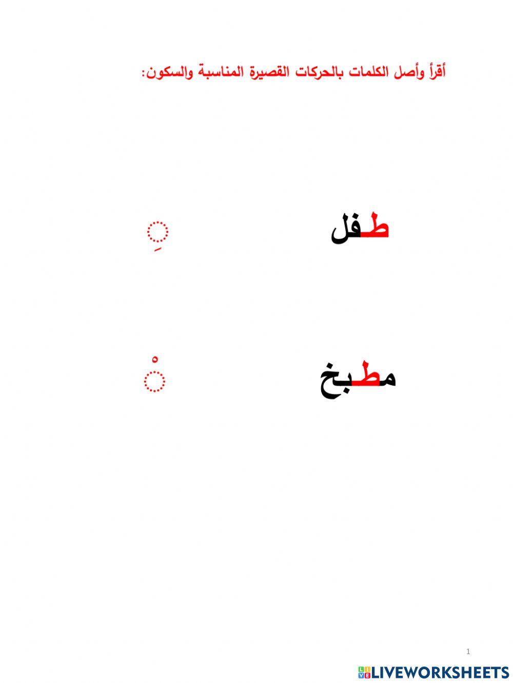 توصيل الحركات القصيرة والسكون