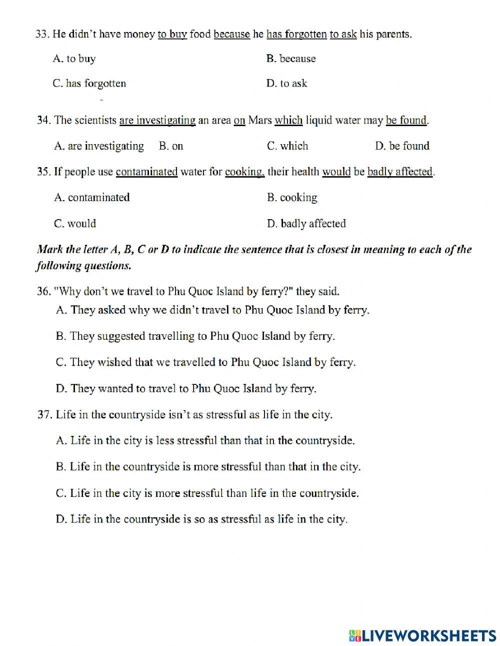 Thi lop 10 - PRACTICE TEST 11