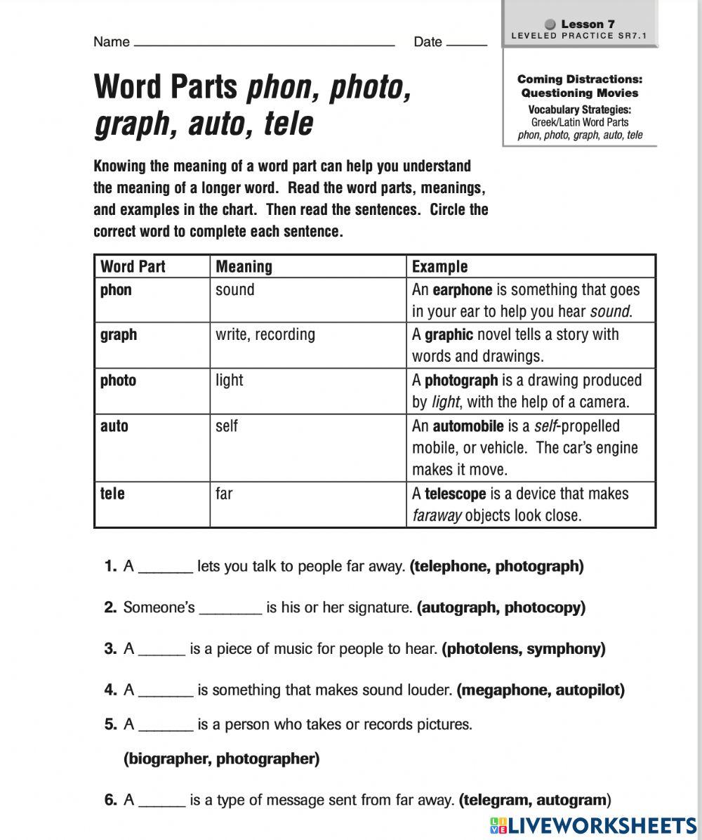 Word knowledge interactive worksheet | Live Worksheets