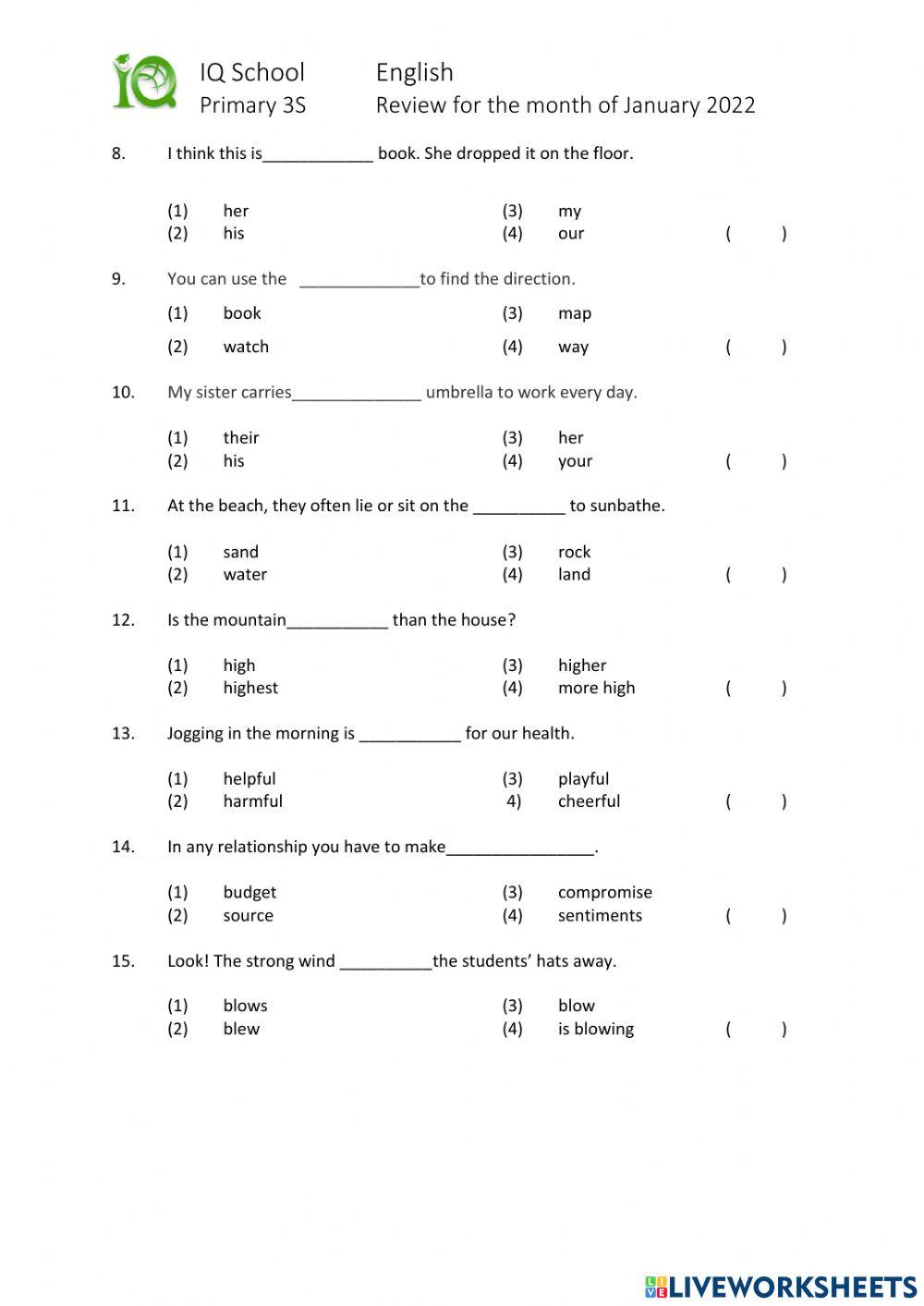 January- English- Standard