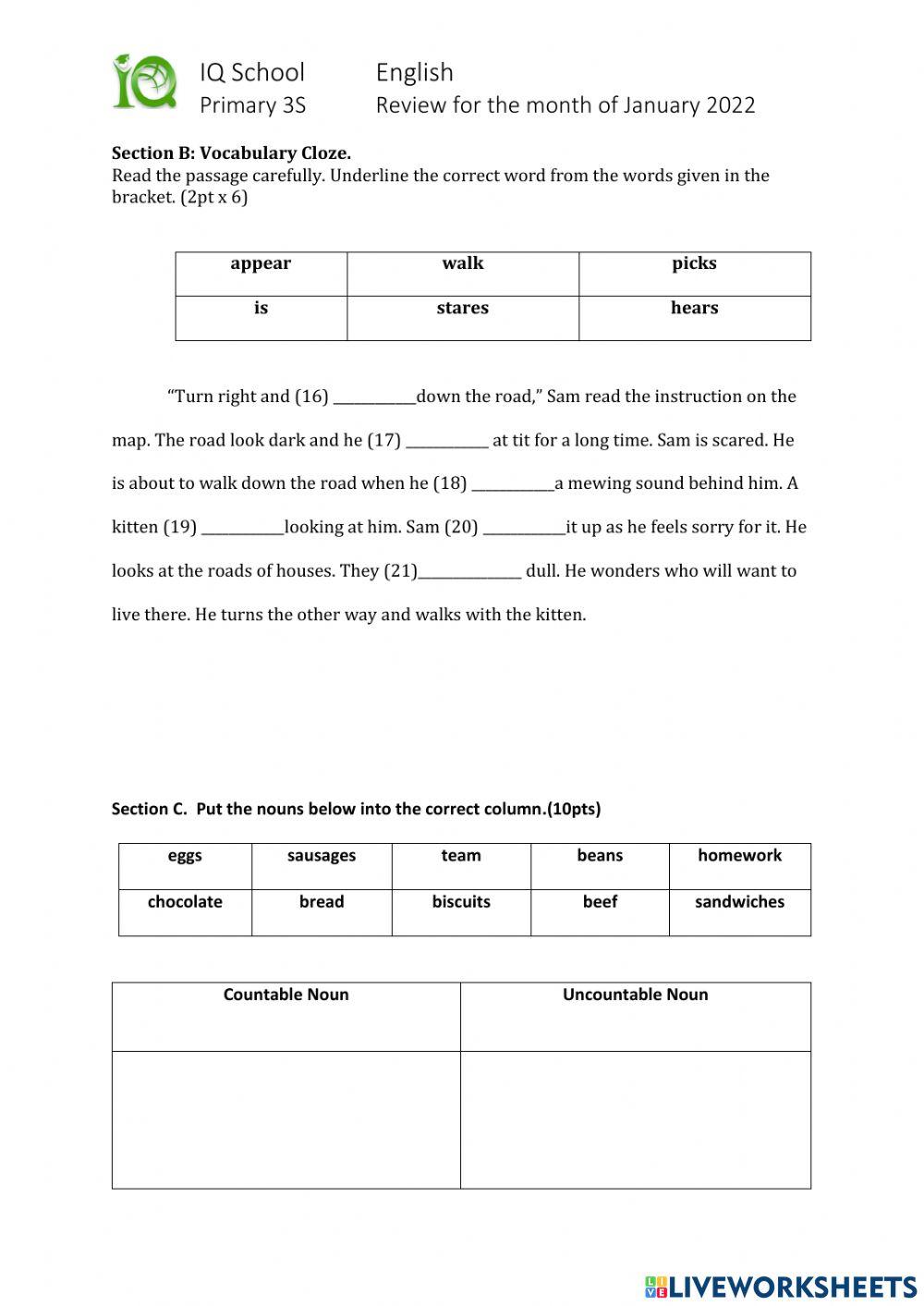 January- English- Standard