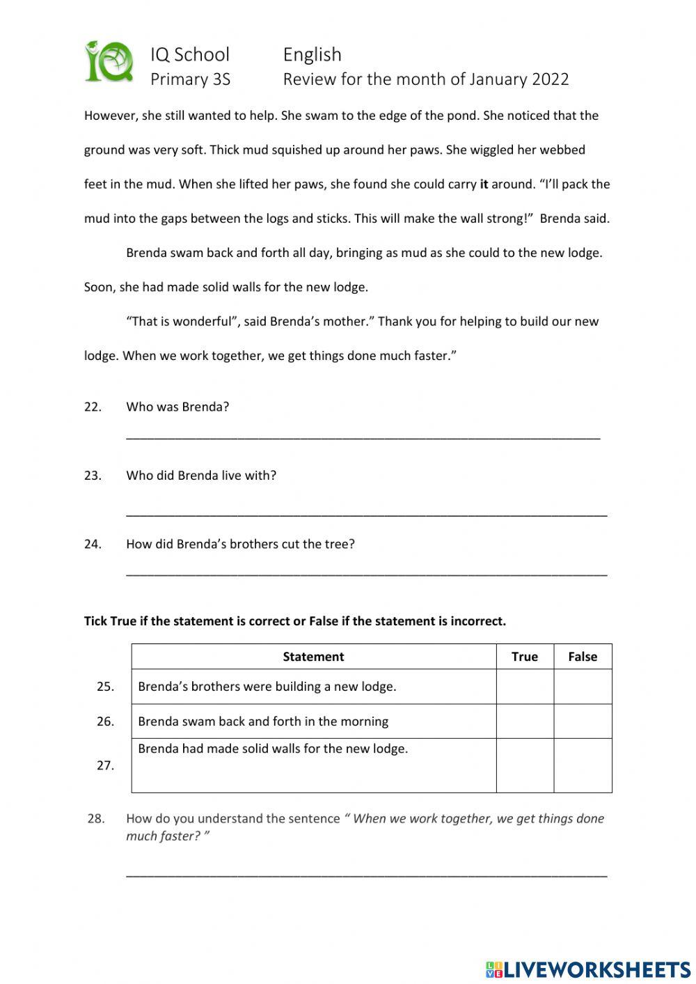 January- English- Standard