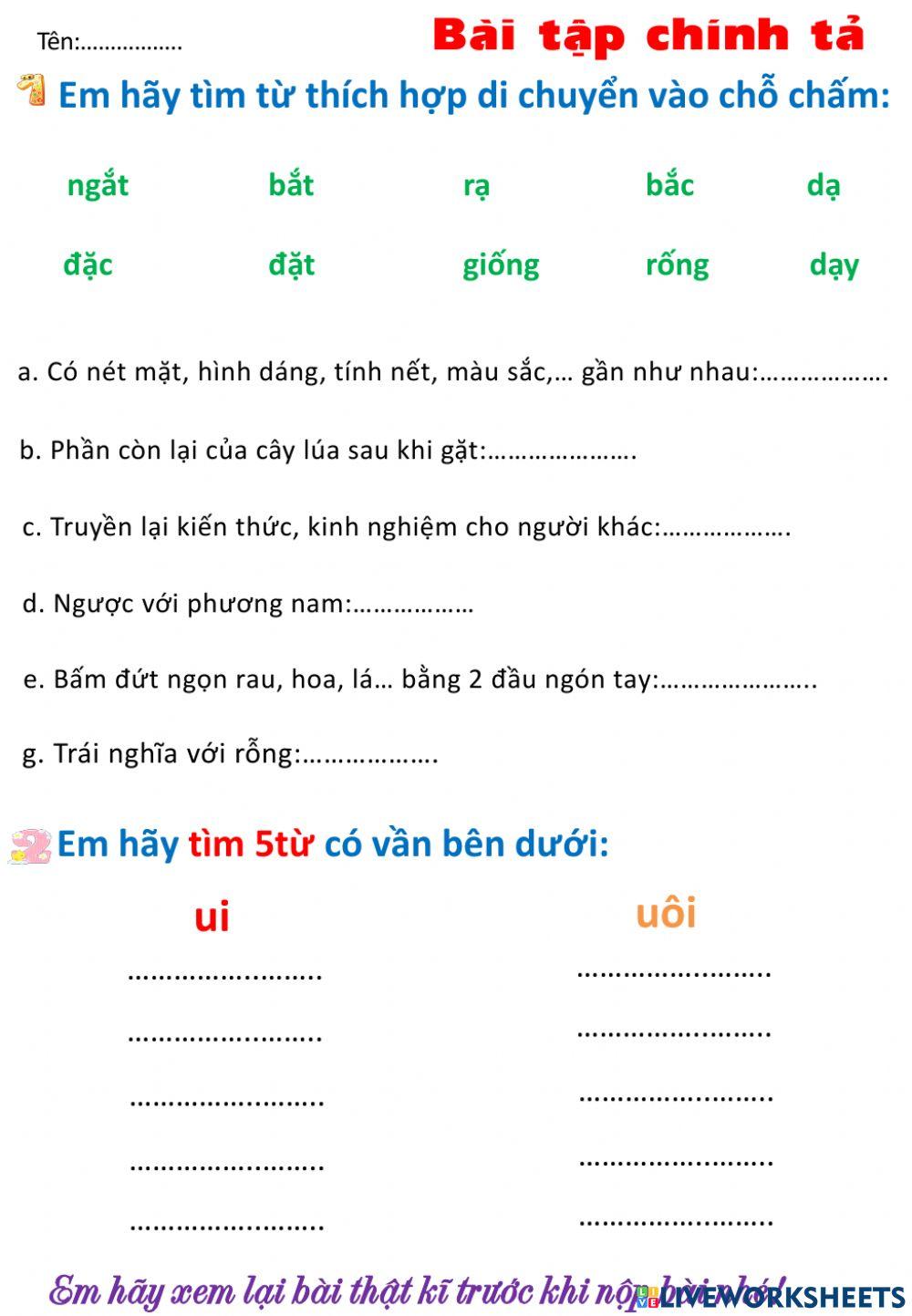 Chinh ta tuan 18 Chinh ta tuan 18