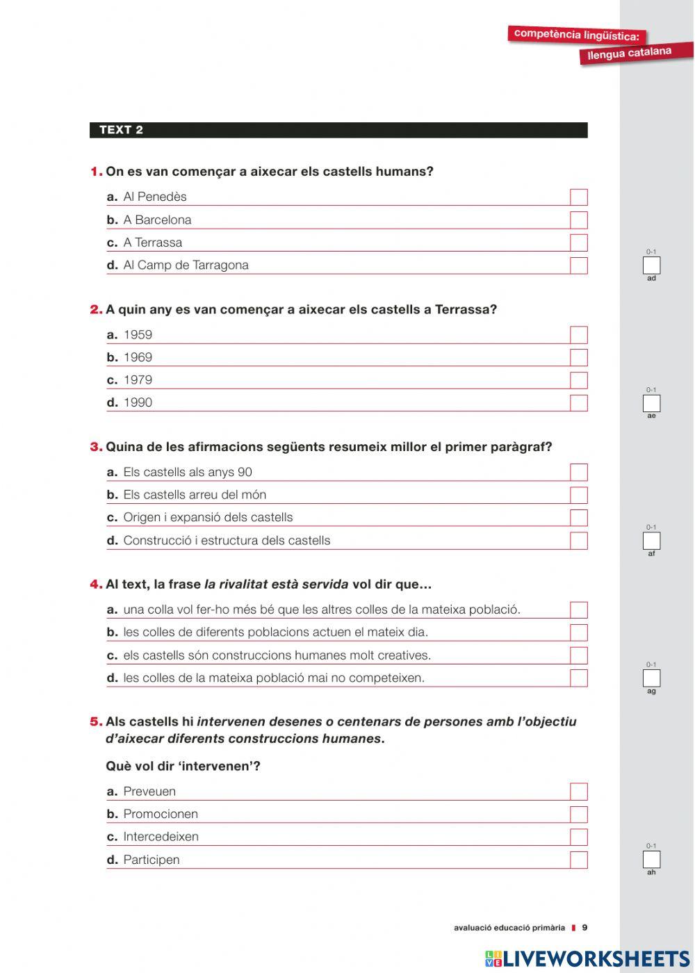 Comprensió lectora 6è CB 2012