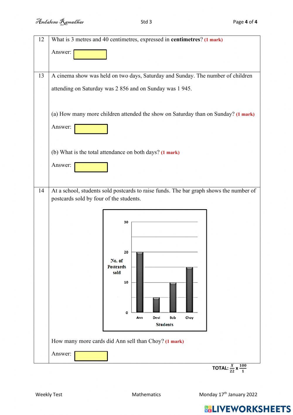 Mathematics Term 2 Test 1
