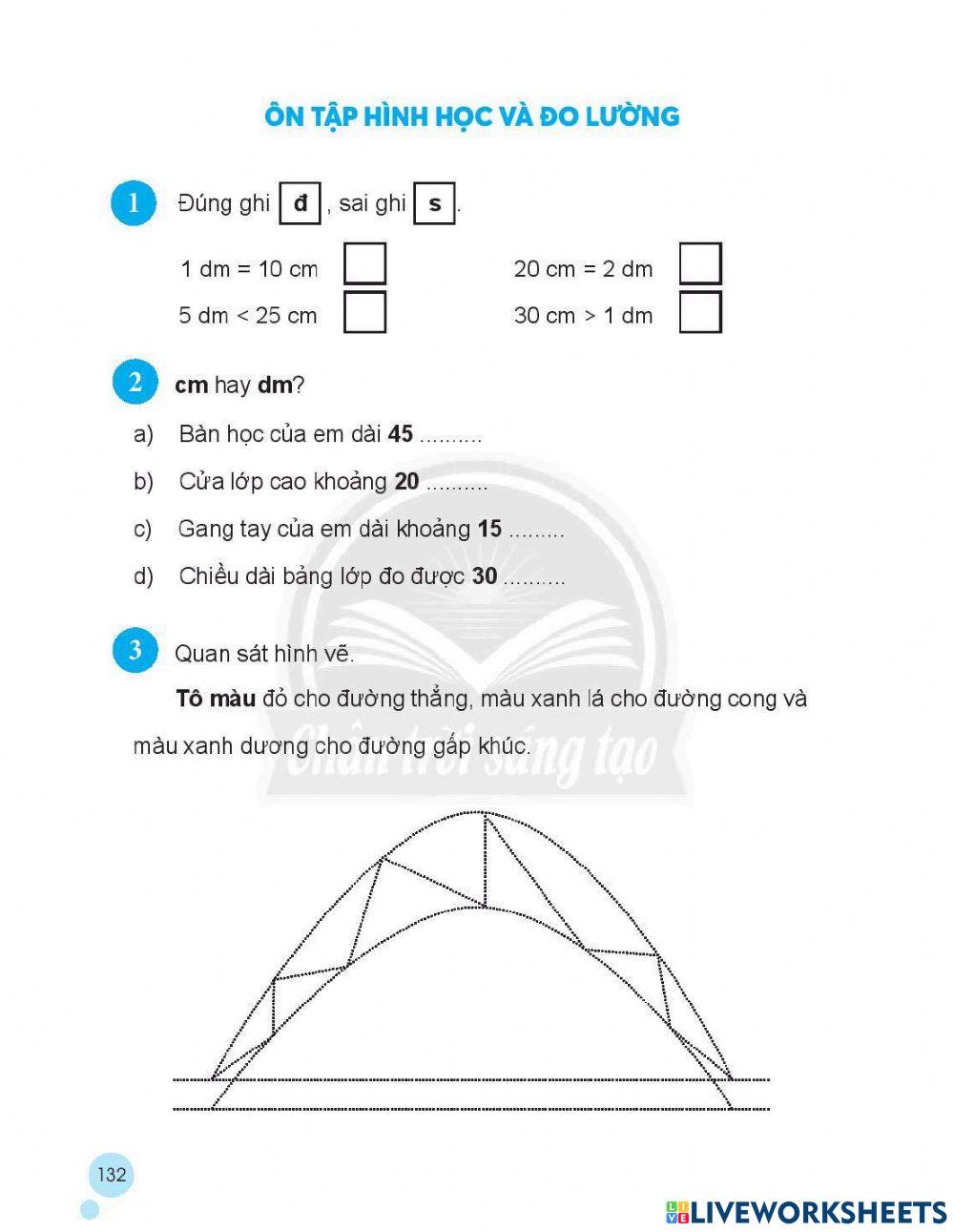 Phiếu bài tập toán trang 132 lớp 2