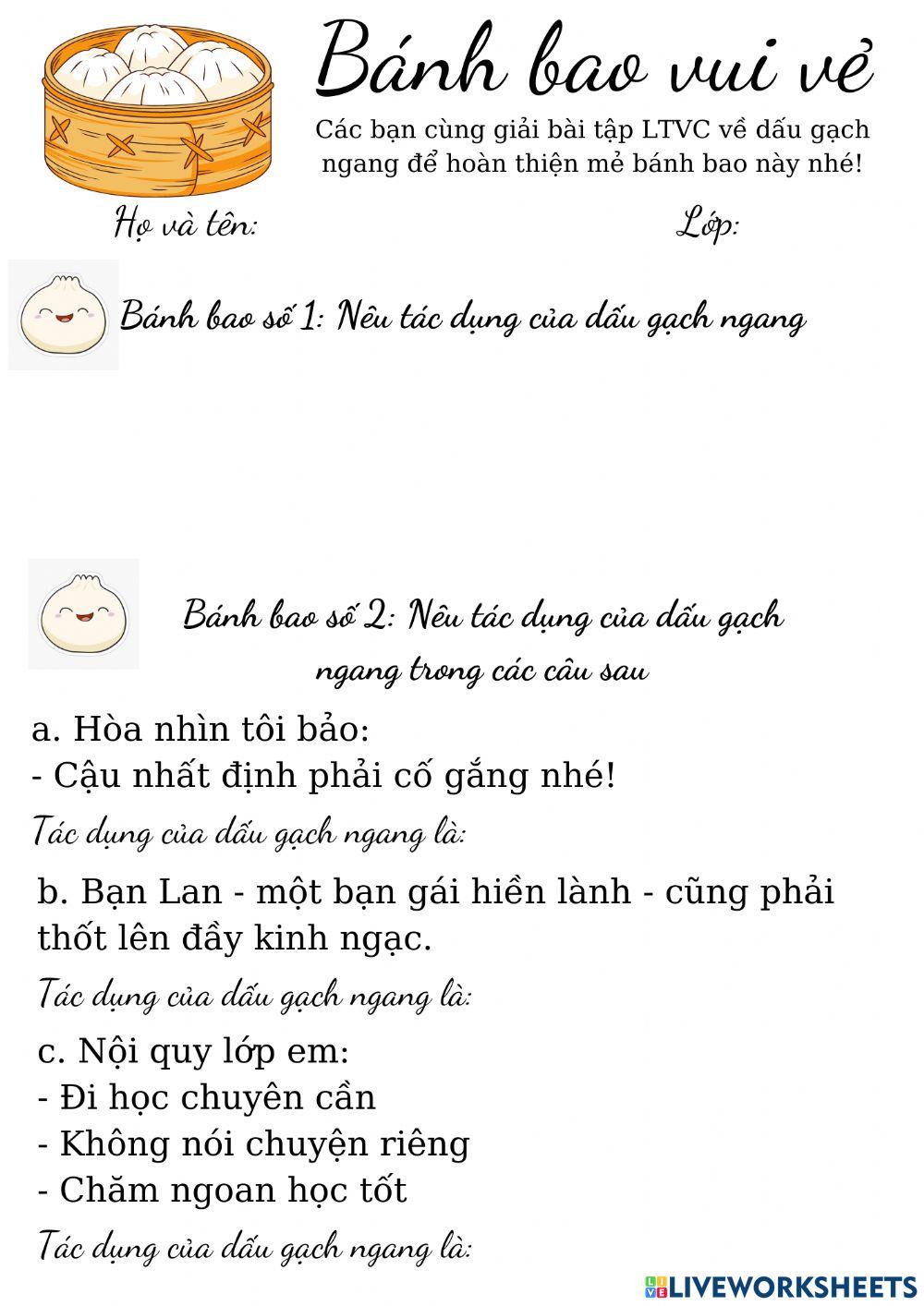 Luyện tập dấu gạch ngang