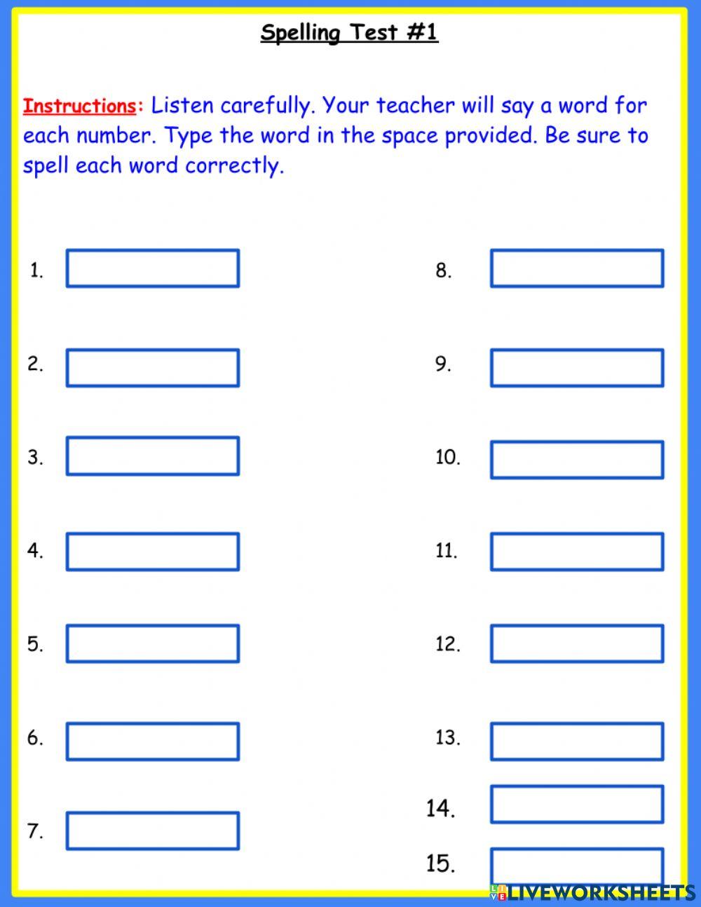 Spelling Test Term 1 -1 Spelling Test Term 1 -1