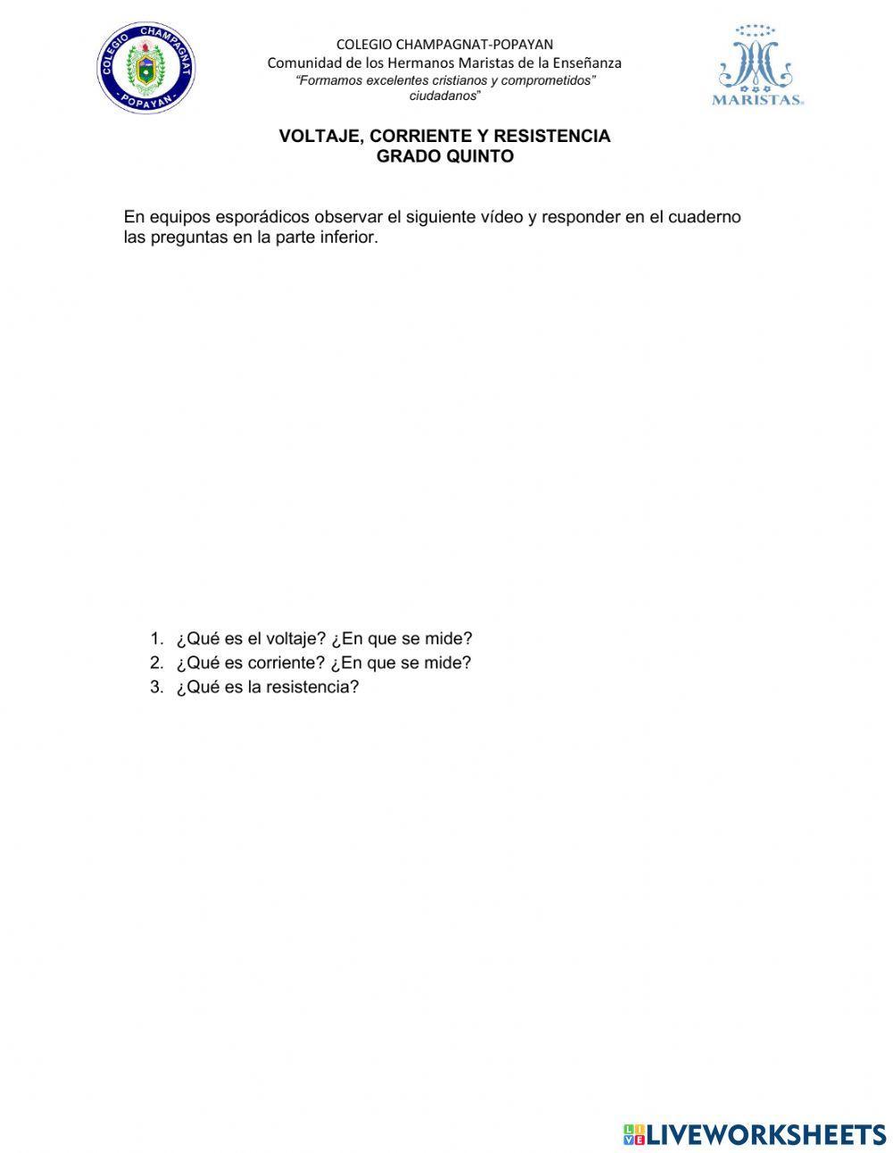 Voltaje, corriente y resistencia