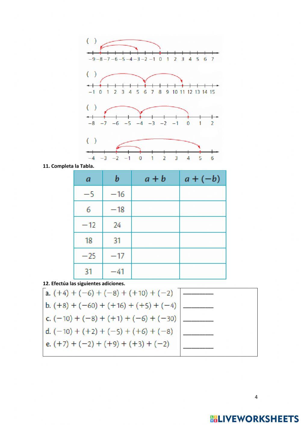 Taller de números enteros