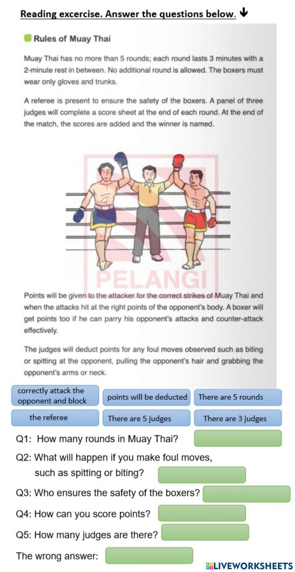 Muay Thai worksheet