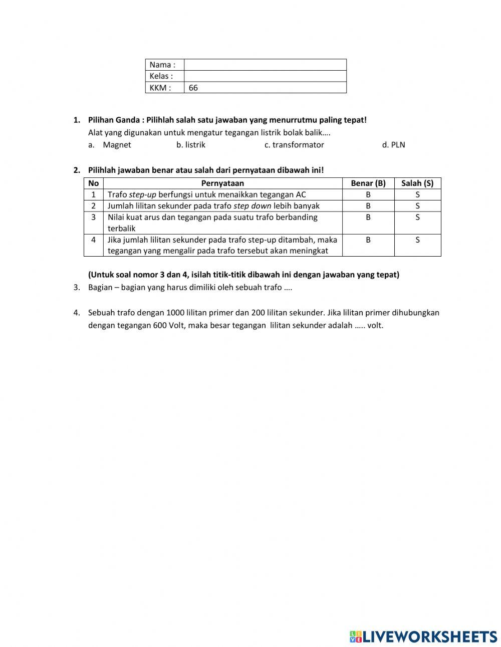 Kemagnetan sub topik transformator