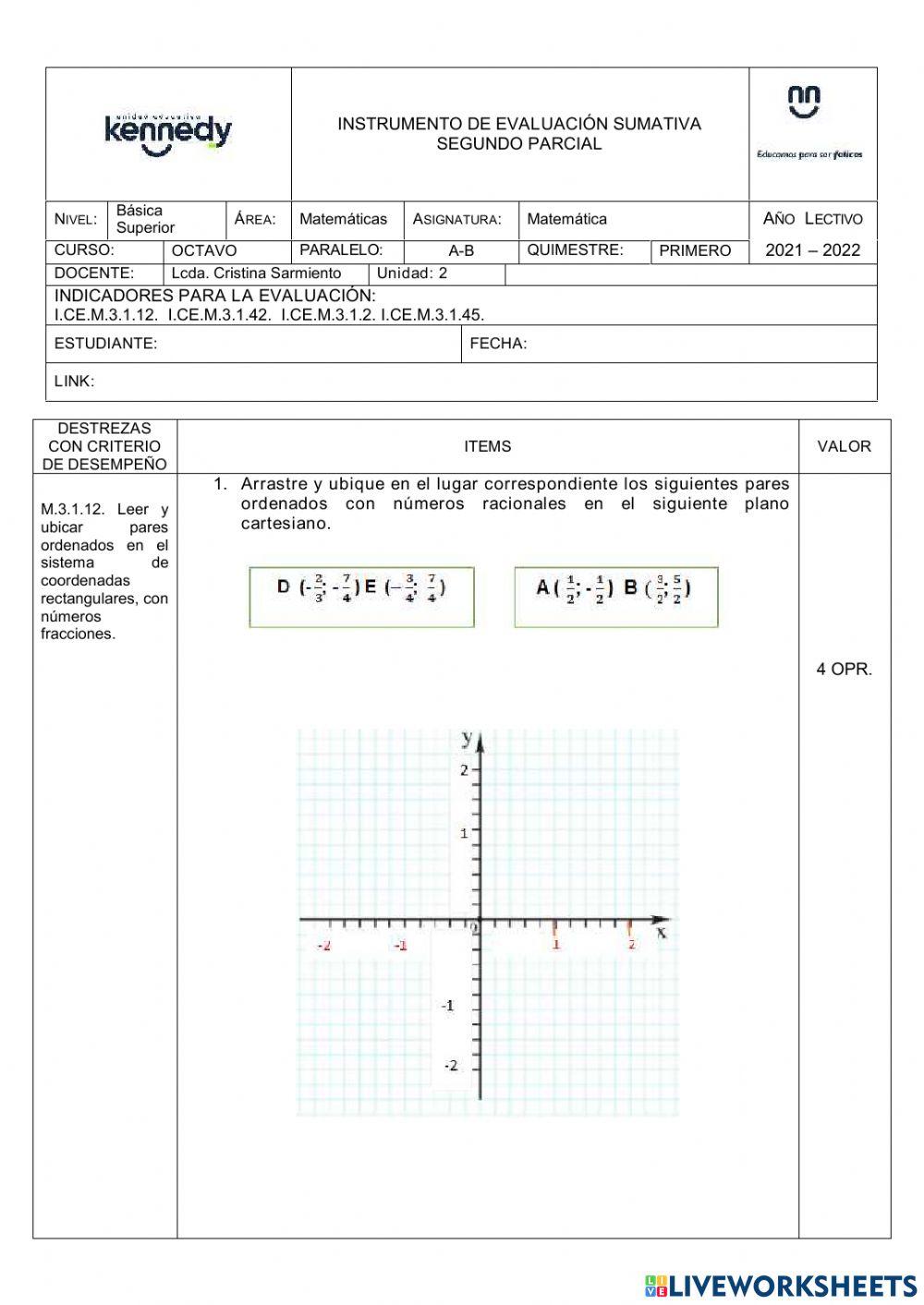 Prueba parcial 2, 8vo EGB