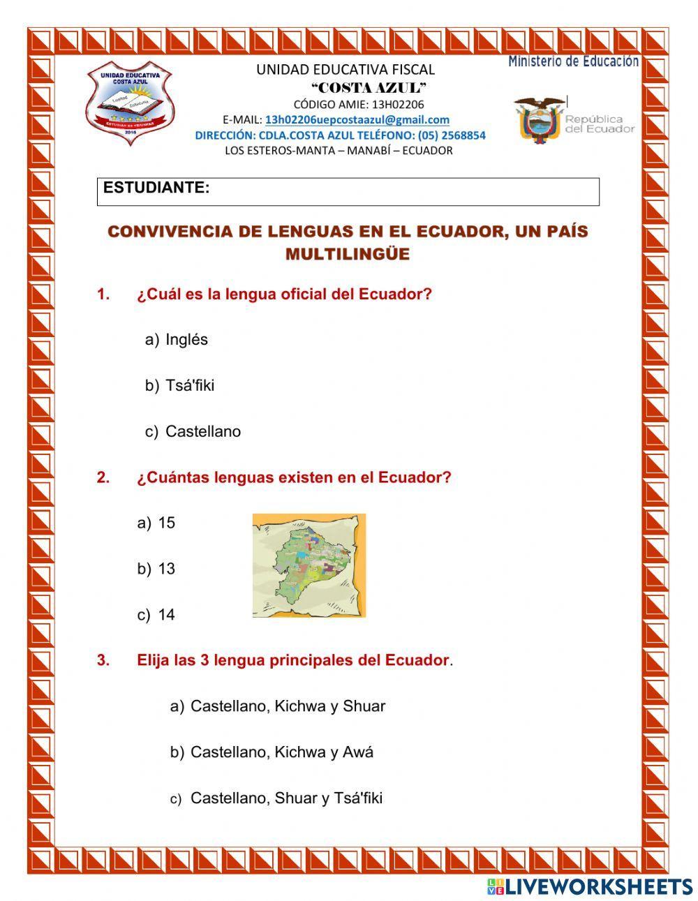 Convivencias de lengua en ecuador