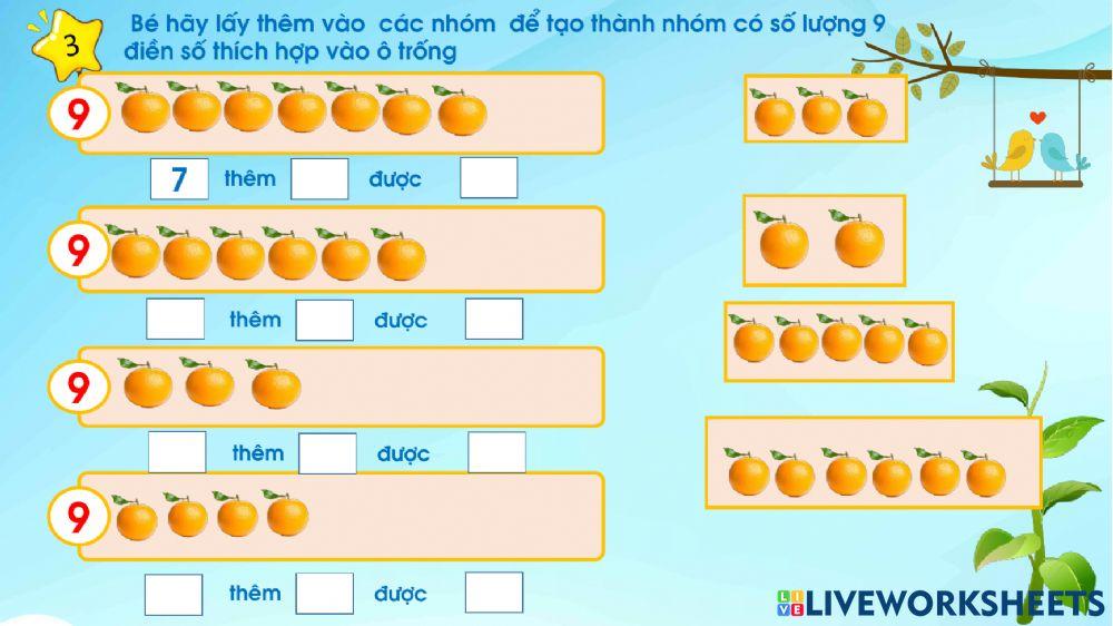 Thêm bớt trong  phạm vi 9