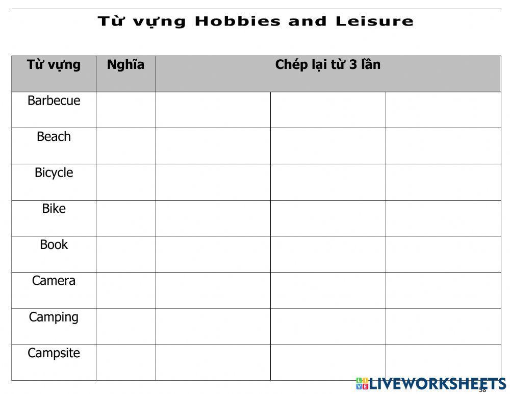 TV-K-Hobbies and Leisure
